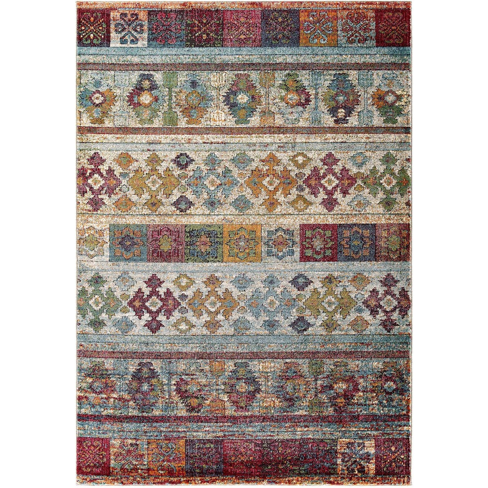 Tribute Nala Distressed Vintage Floral Lattice 5x8 Area Rug - Multicolored