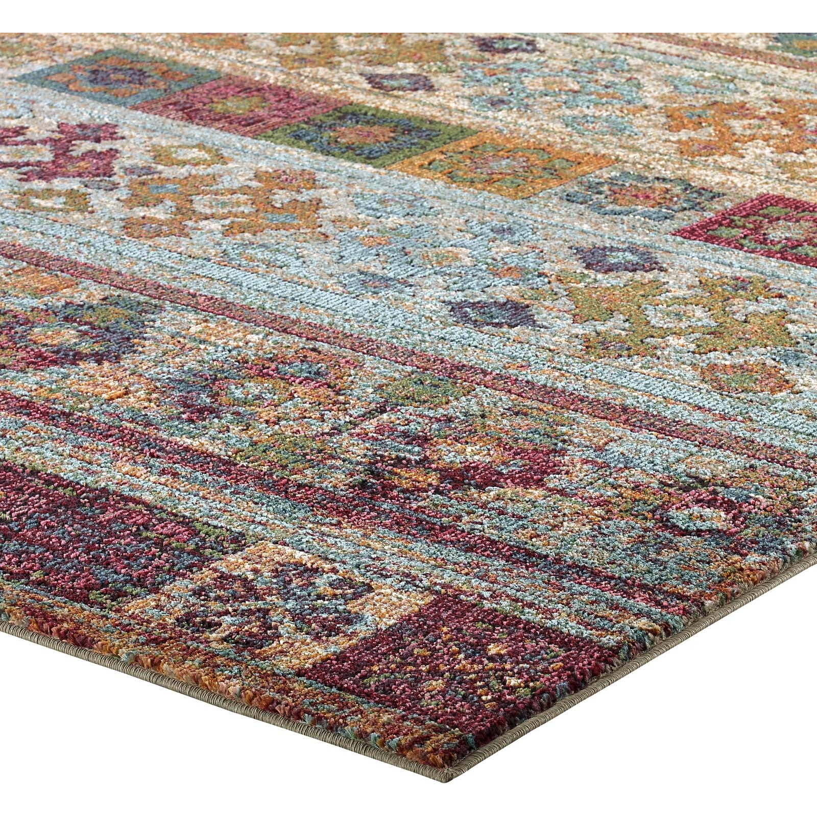 Tribute Nala Distressed Vintage Floral Lattice 5x8 Area Rug - Multicolored