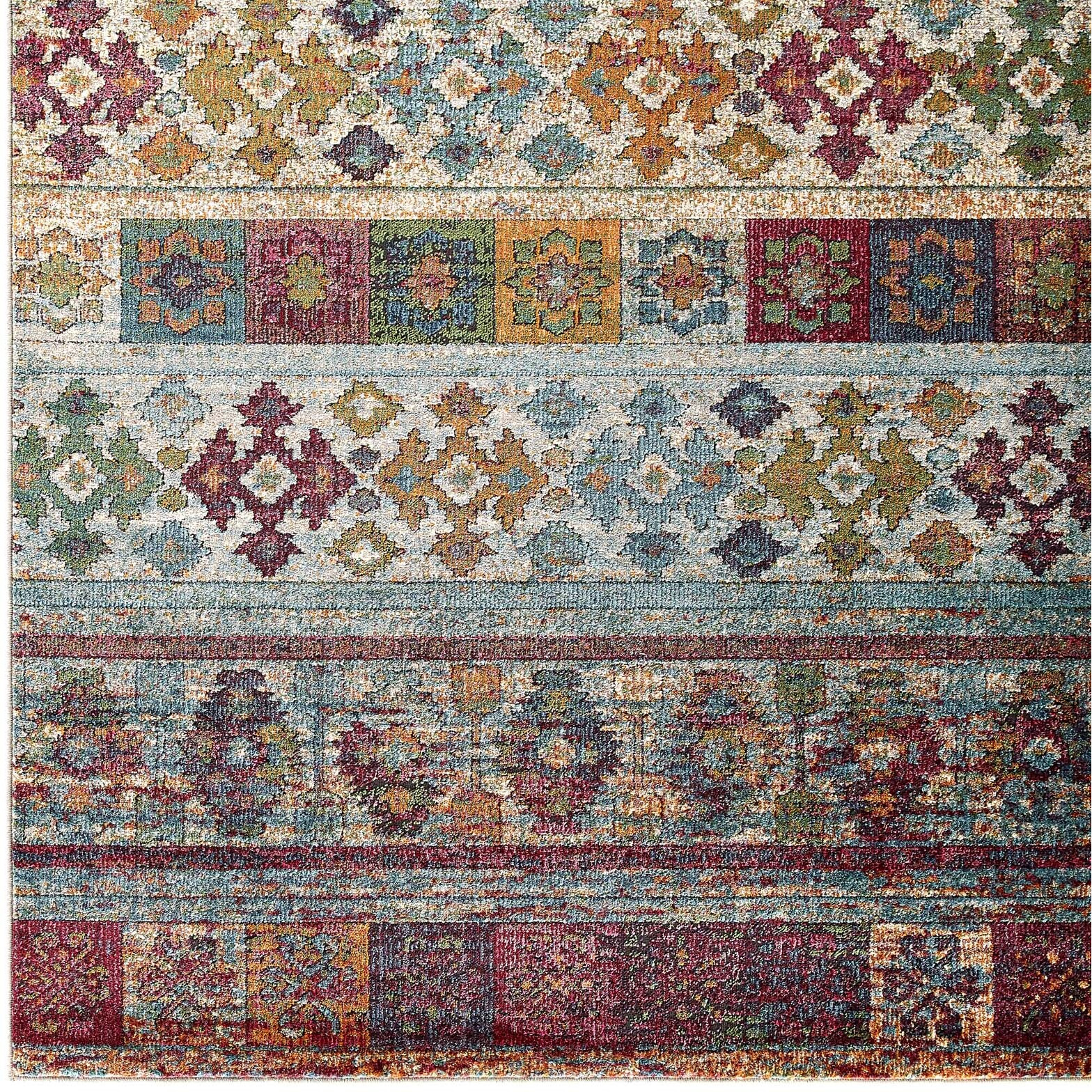 Tribute Nala Distressed Vintage Floral Lattice 8x10 Area Rug - Multicolored