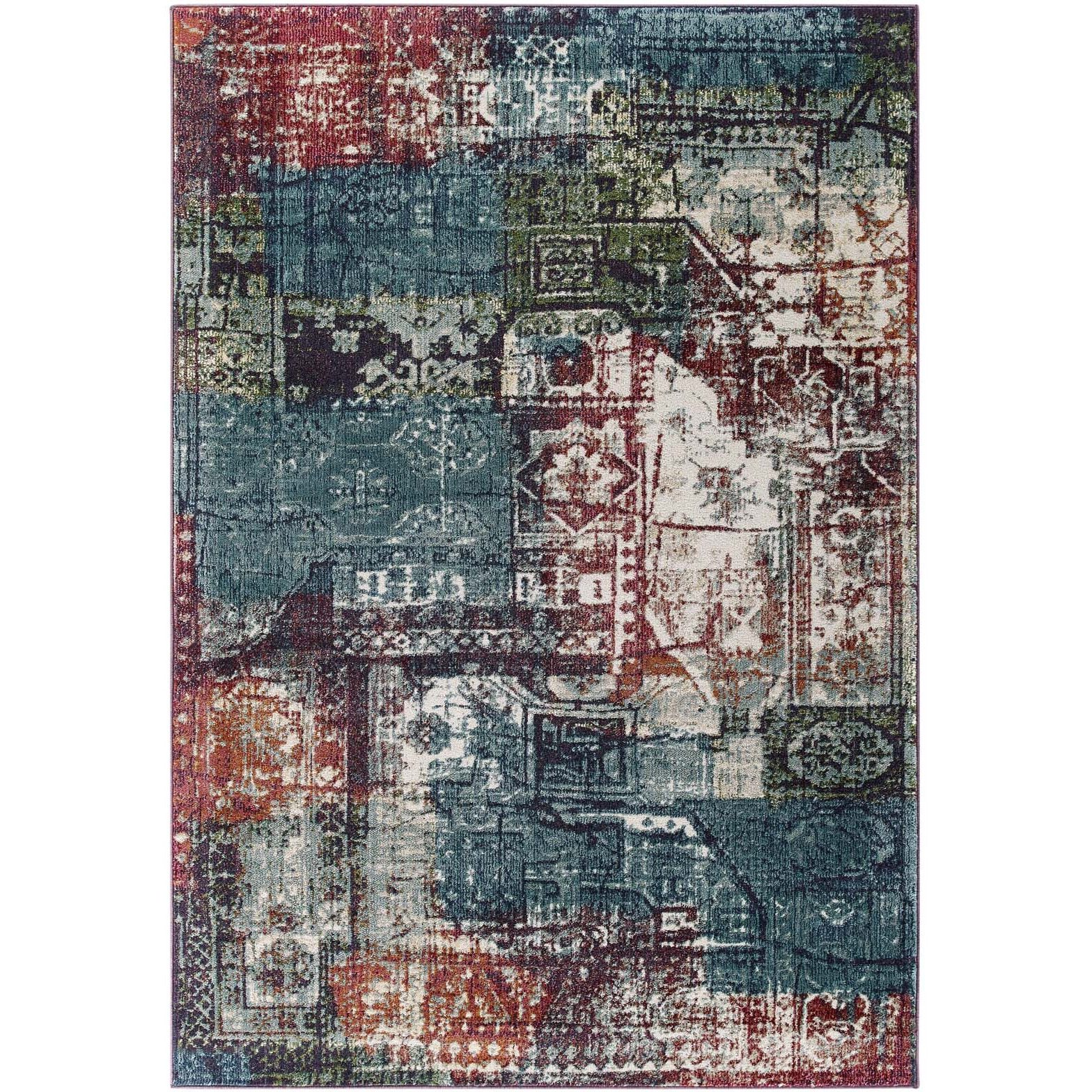 Tribute Elowen Contemporary Modern Vintage Mosaic 8x10 Area Rug - Multicolored