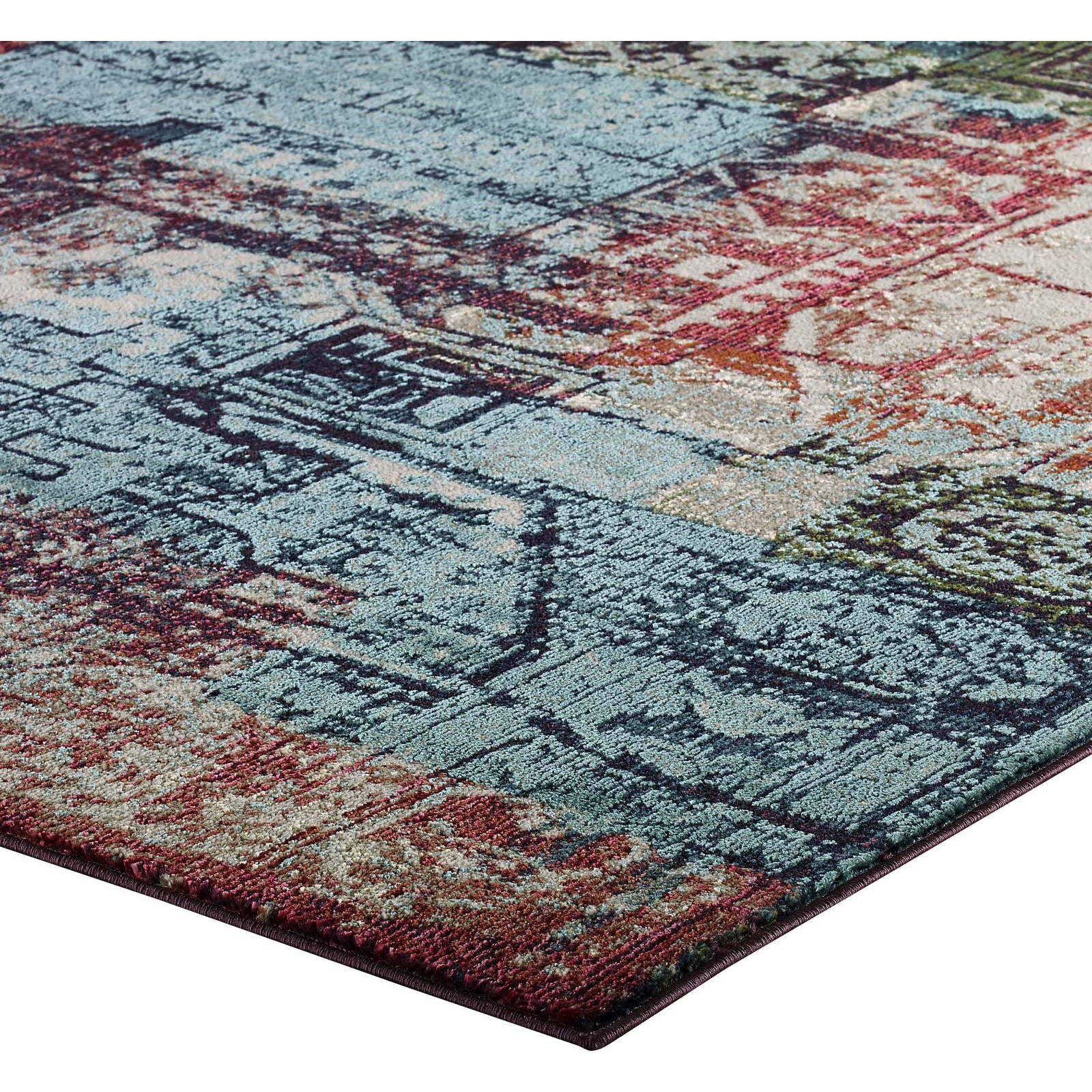 Tribute Elowen Contemporary Modern Vintage Mosaic 8x10 Area Rug - Multicolored