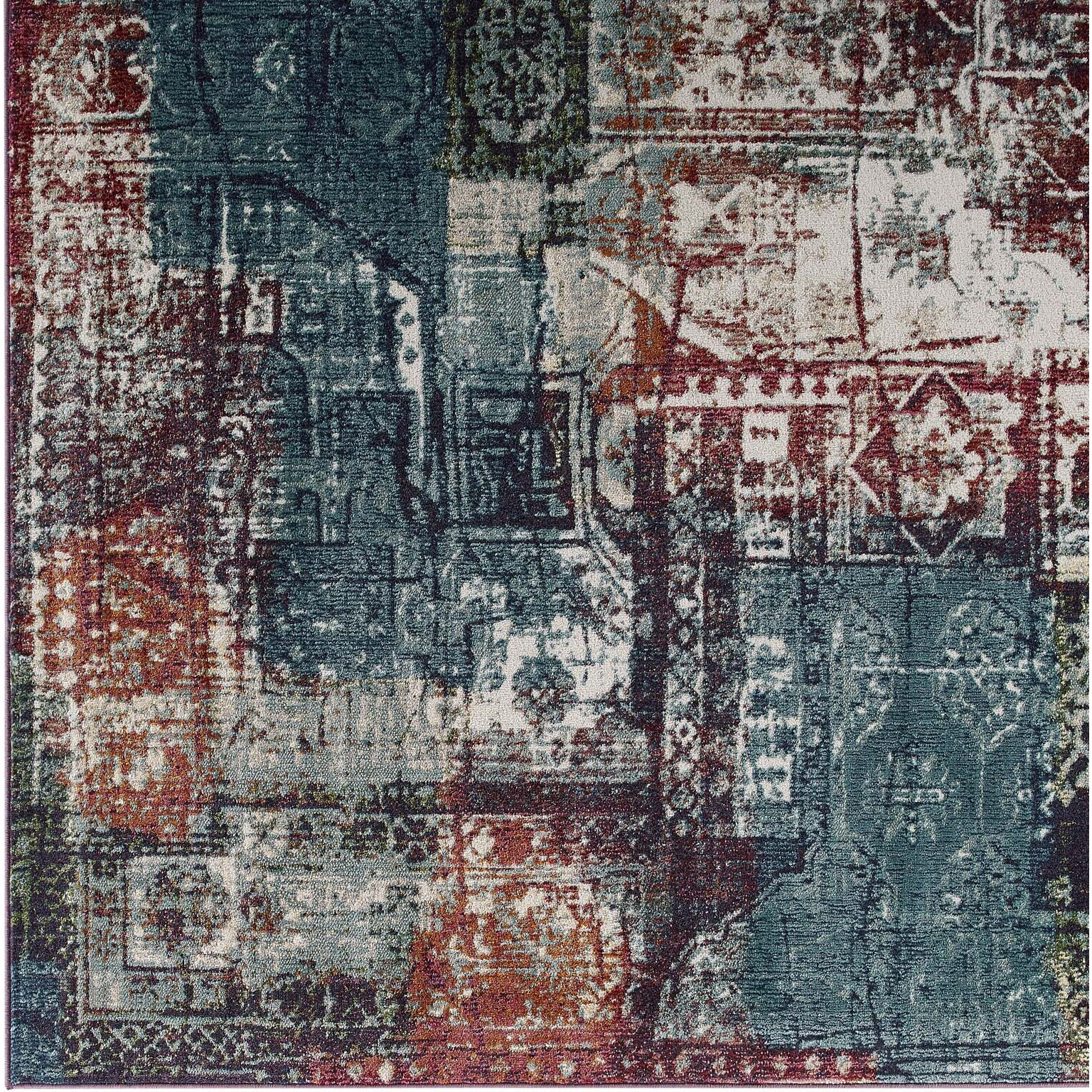 Tribute Elowen Contemporary Modern Vintage Mosaic 8x10 Area Rug - Multicolored