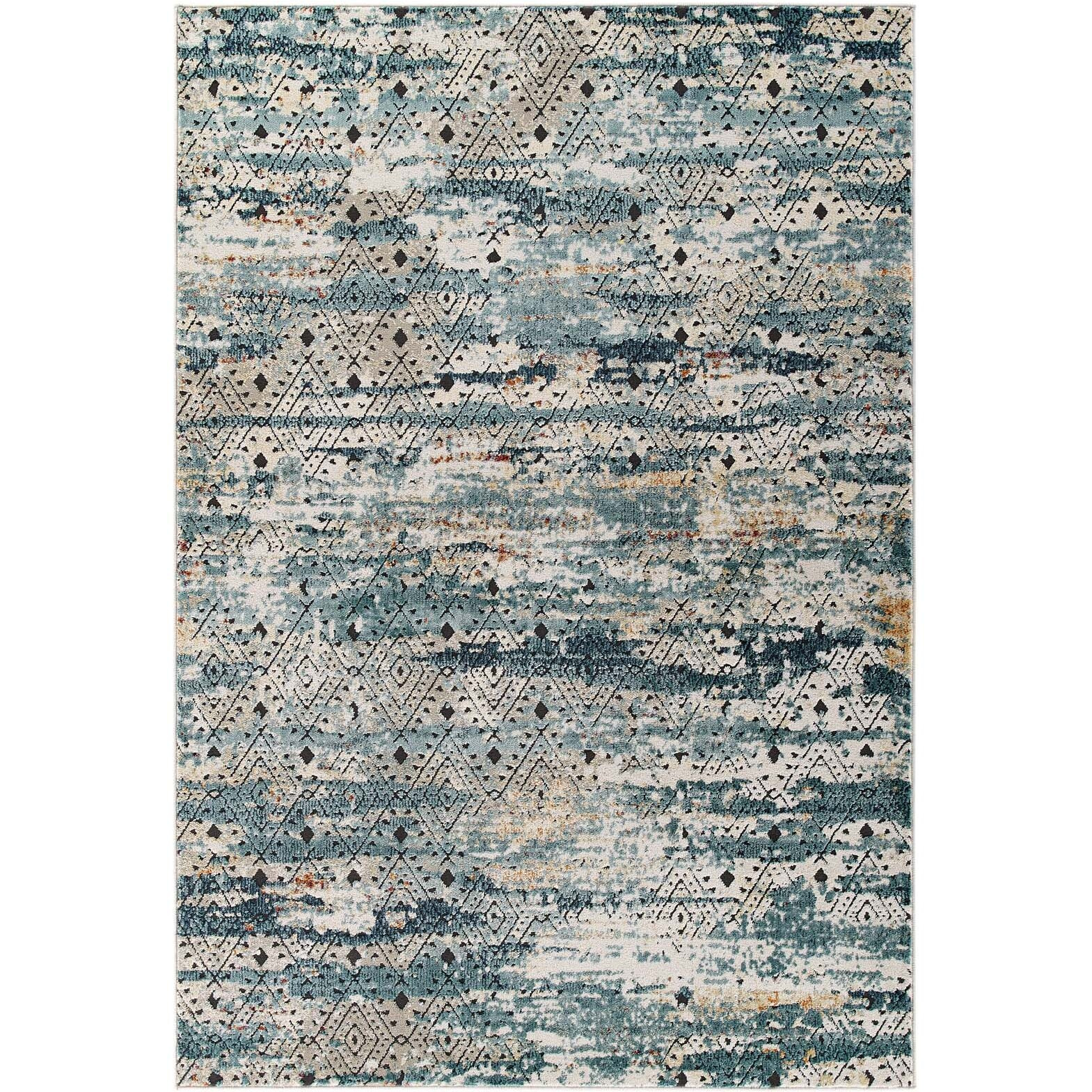 Tribute Eisley Rustic Distressed Transitional Diamond Lattice 5x8 Area Rug - Multicolored