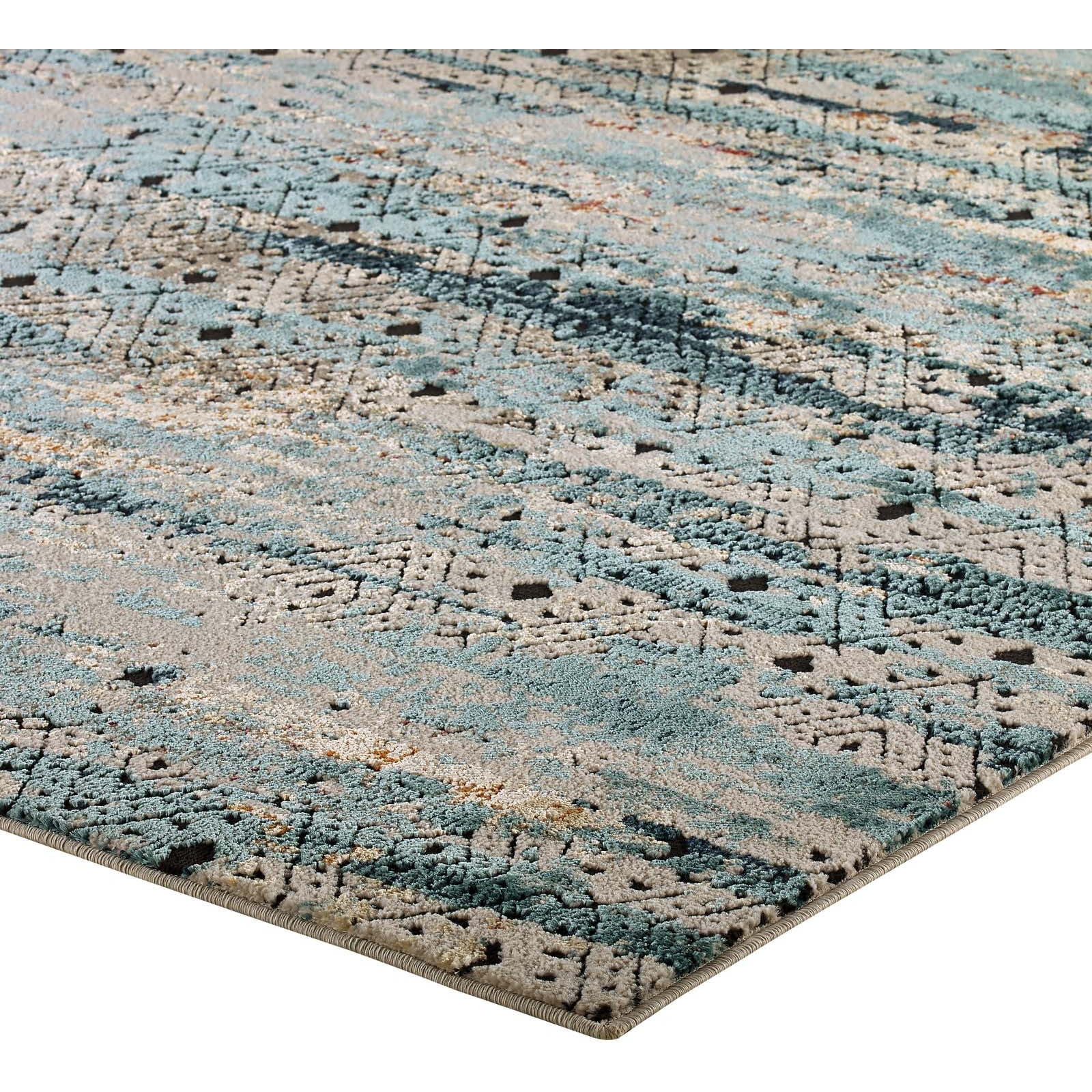 Tribute Eisley Rustic Distressed Transitional Diamond Lattice 5x8 Area Rug - Multicolored