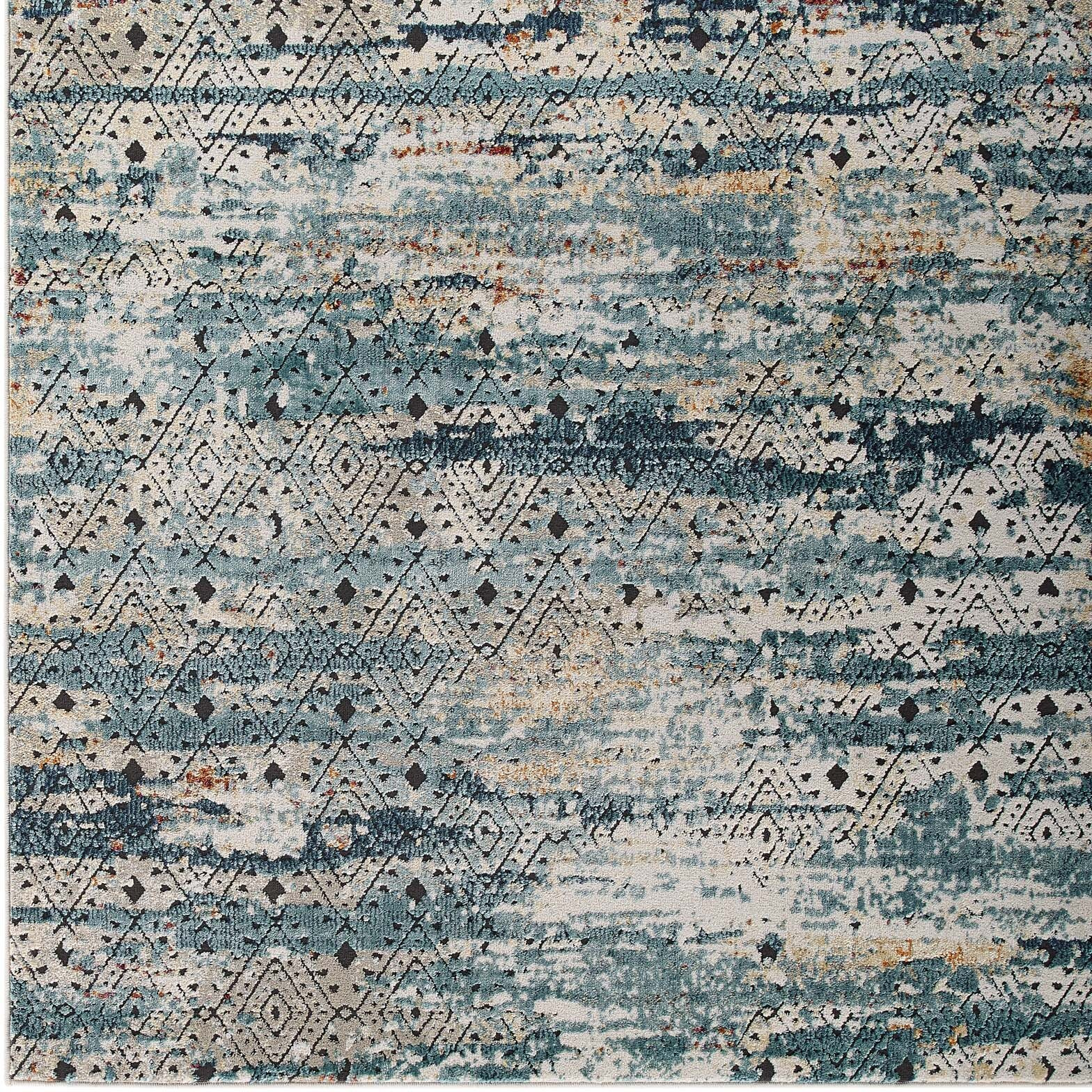 Tribute Eisley Rustic Distressed Transitional Diamond Lattice 5x8 Area Rug - Multicolored