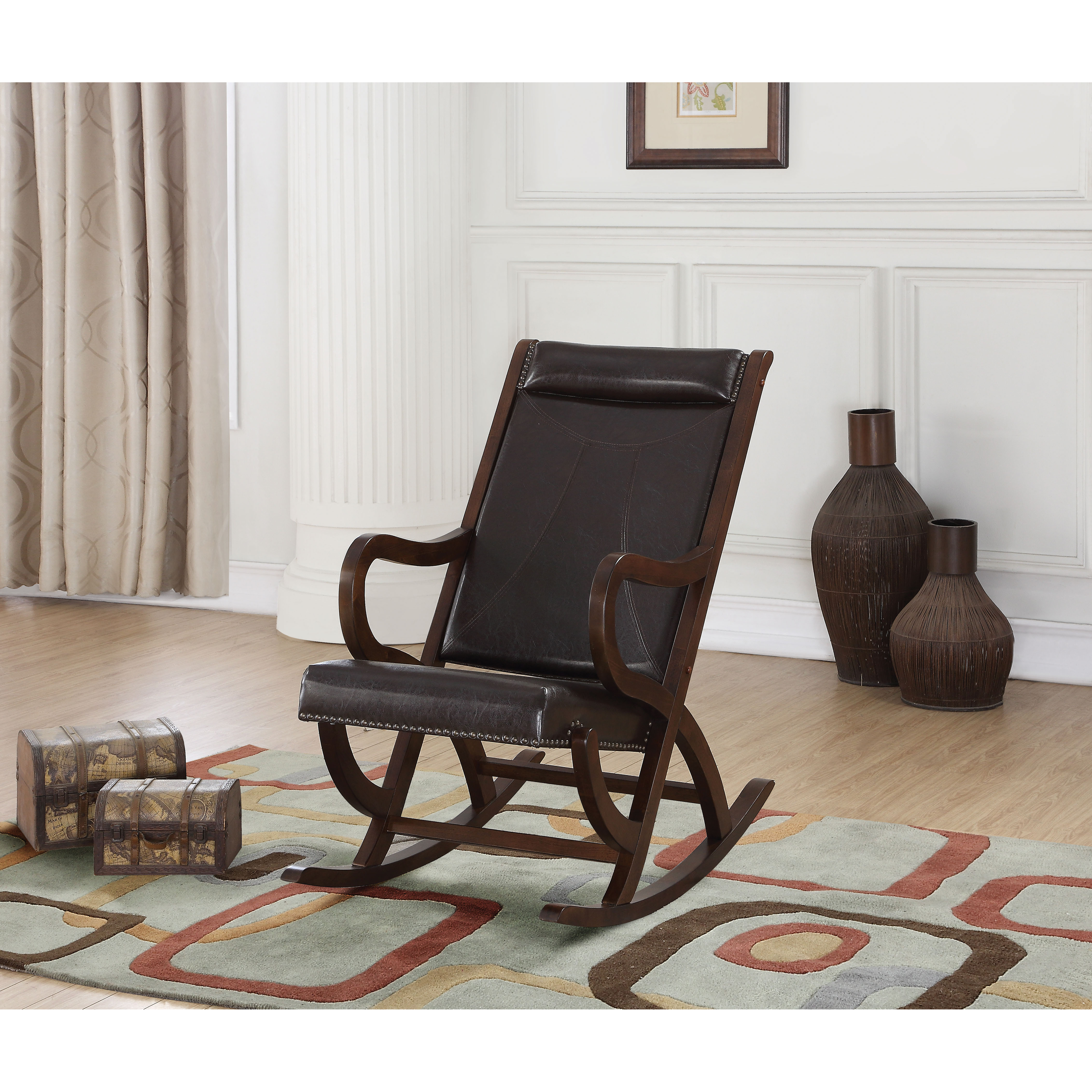 Triton - Rocking Chair Espresso PU & Walnut