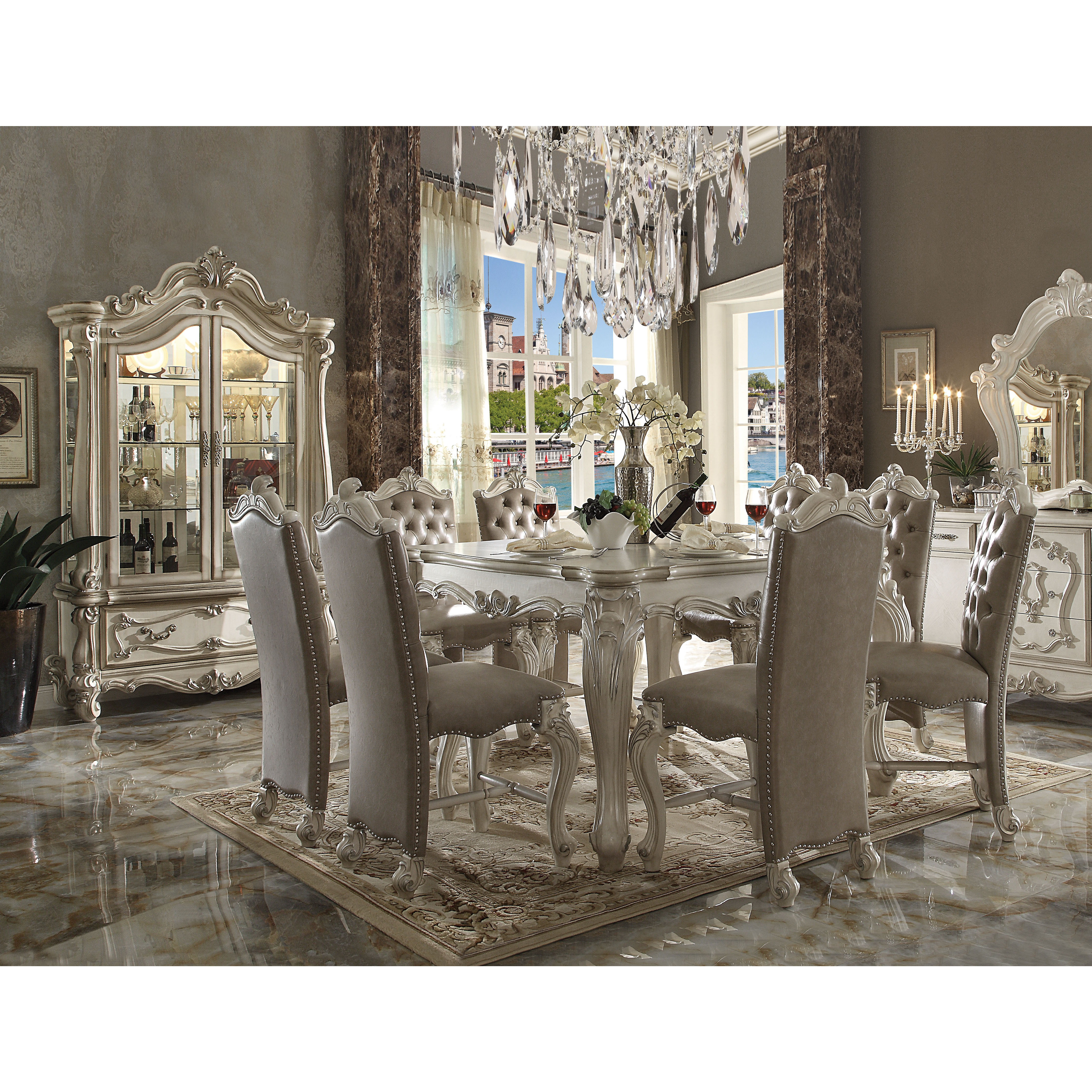 ACME FURNITURE Versailles Counter Height Table - 61150 - Bone White