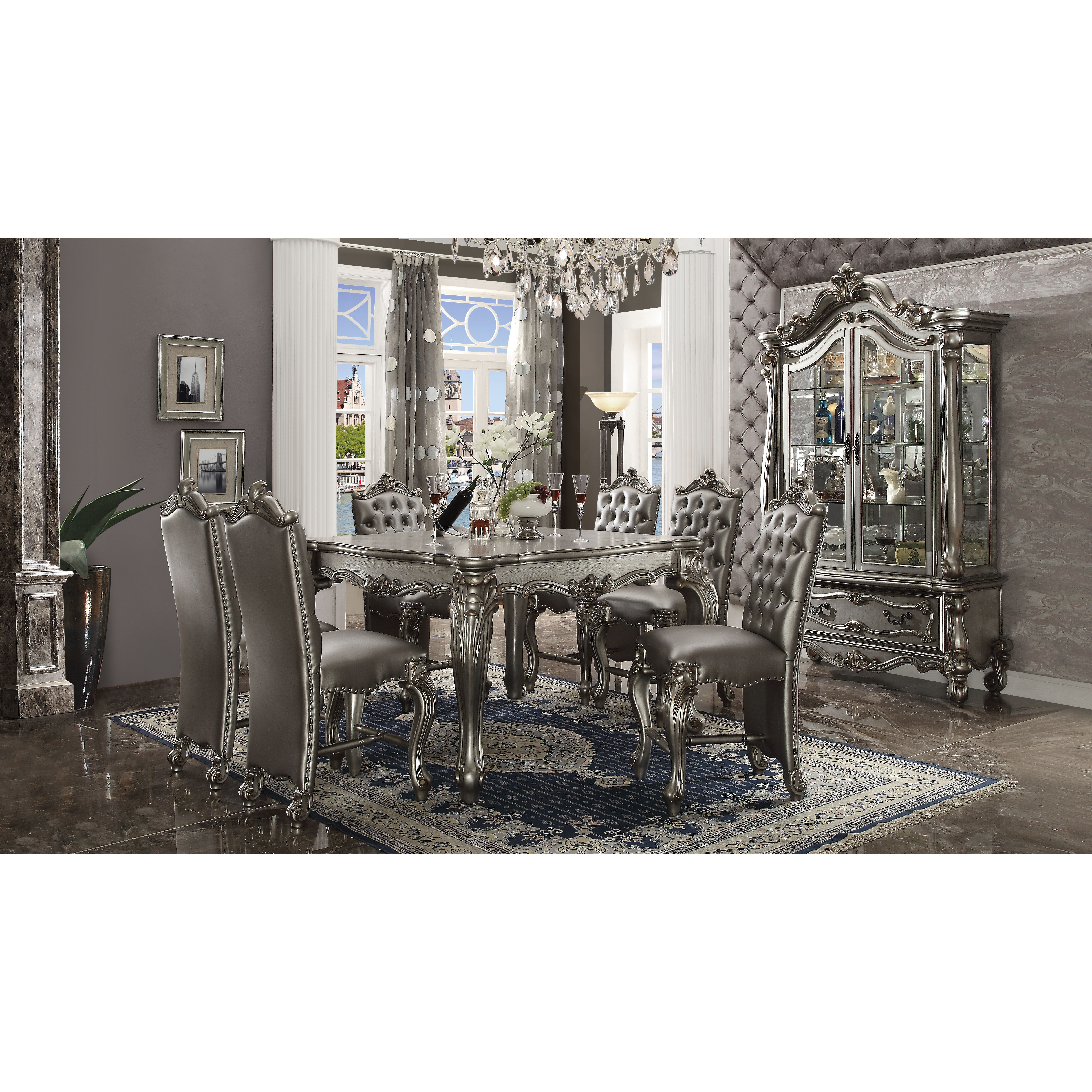 Versailles - Counter Height Table Antique Platinum