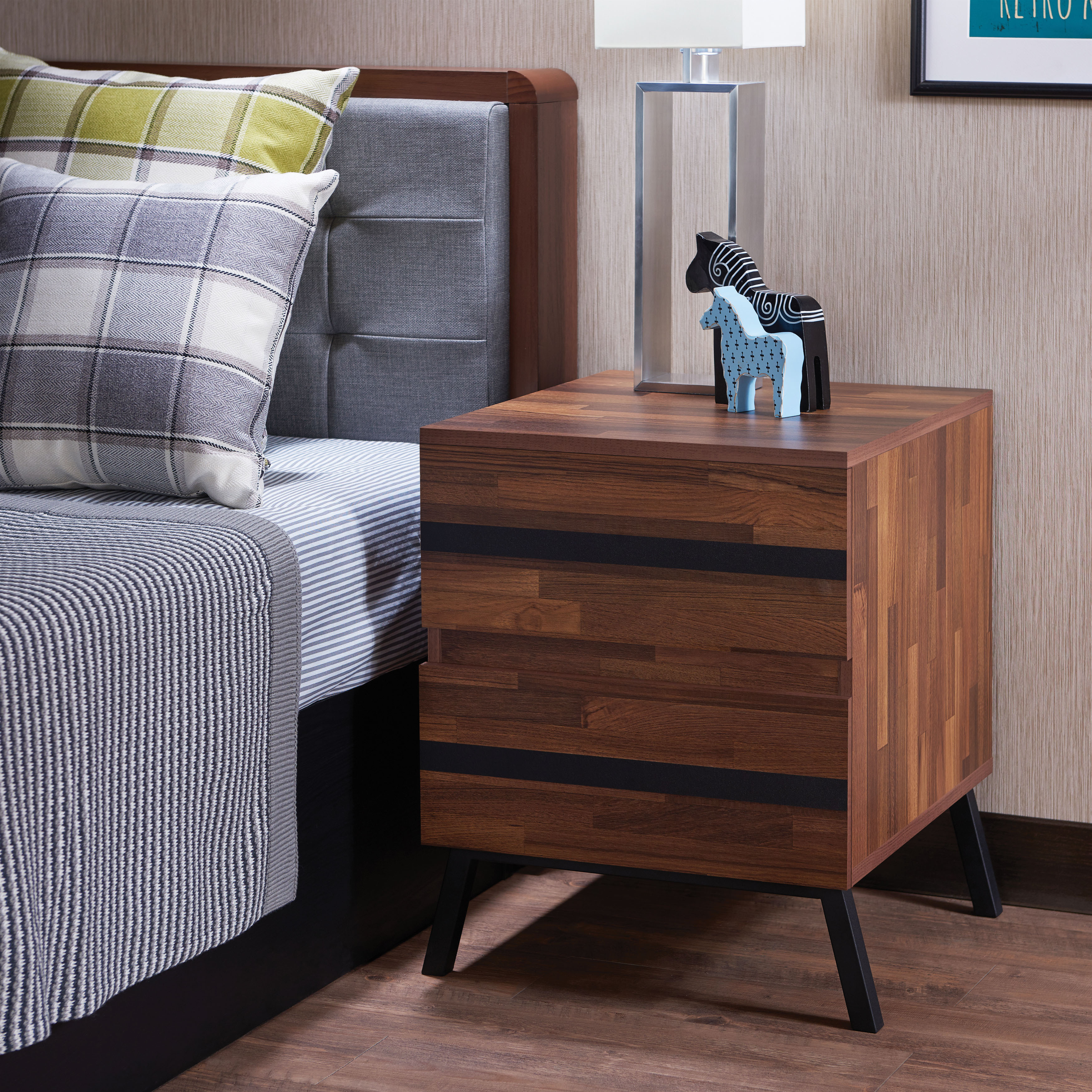 Karine - End Table Walnut & Black
