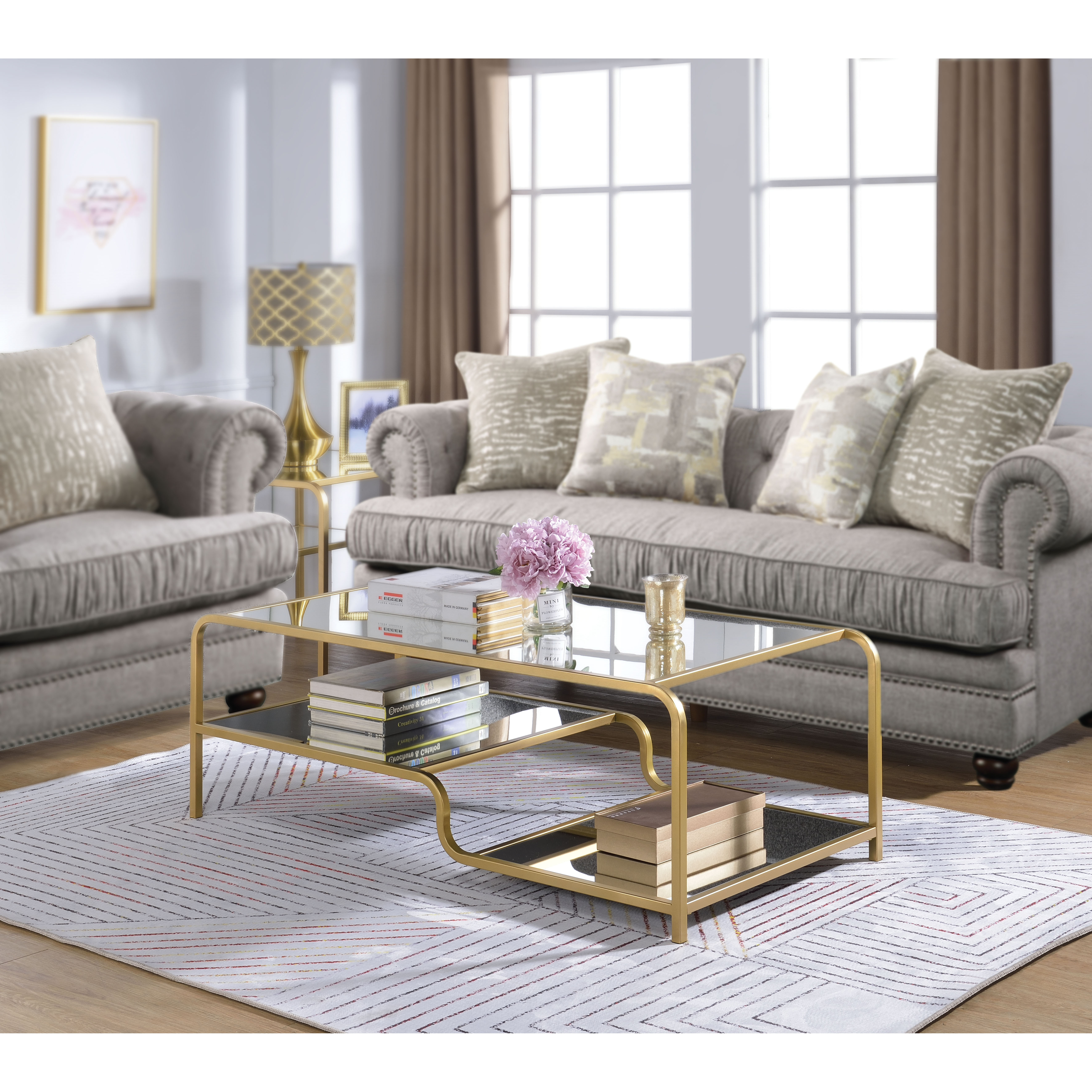 Astrid - Coffee Table Gold & Mirror