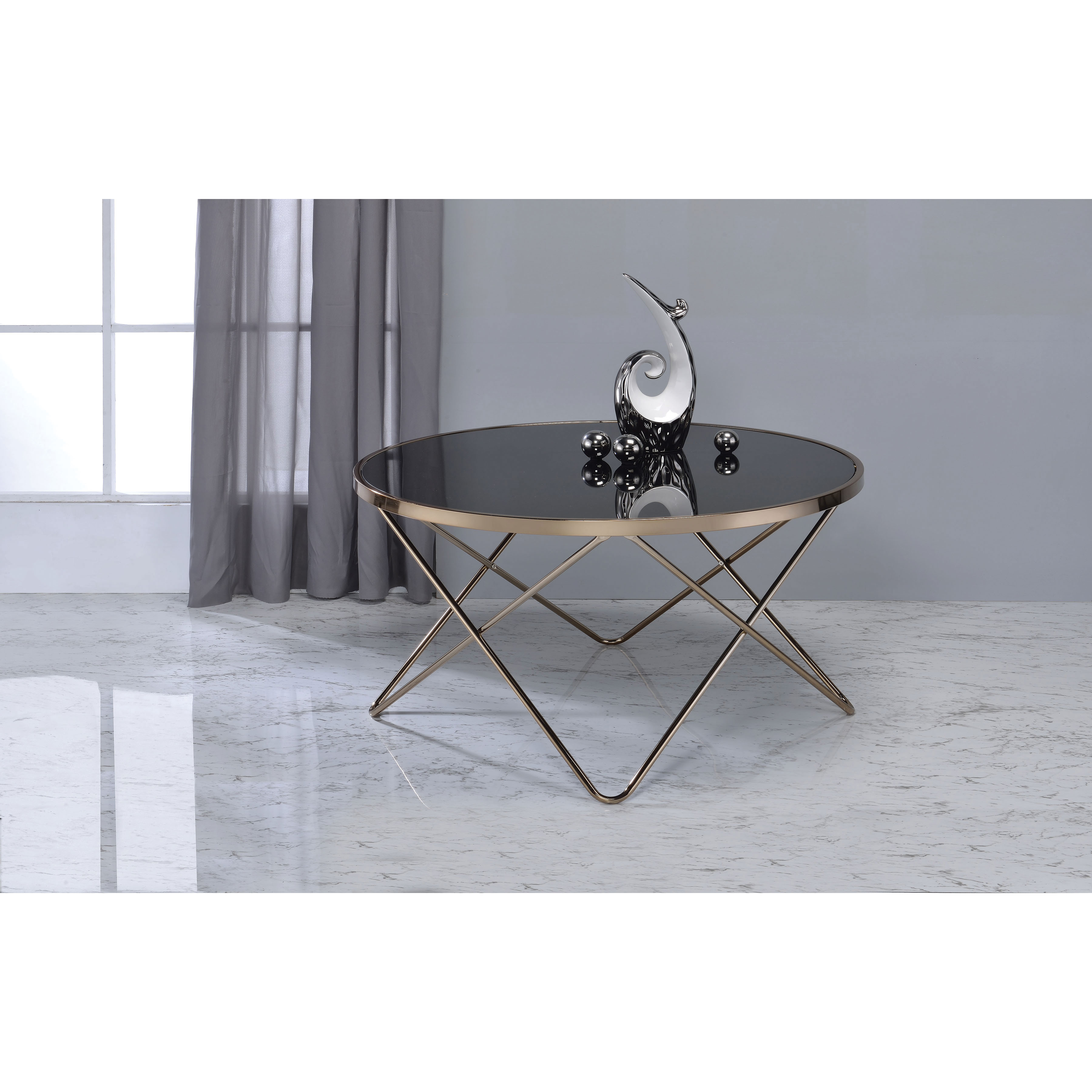 Valora - Coffee Table Champagne & Black Glass