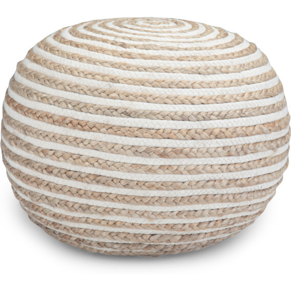 Yolanda Boho Round Pouf in Natural Jute