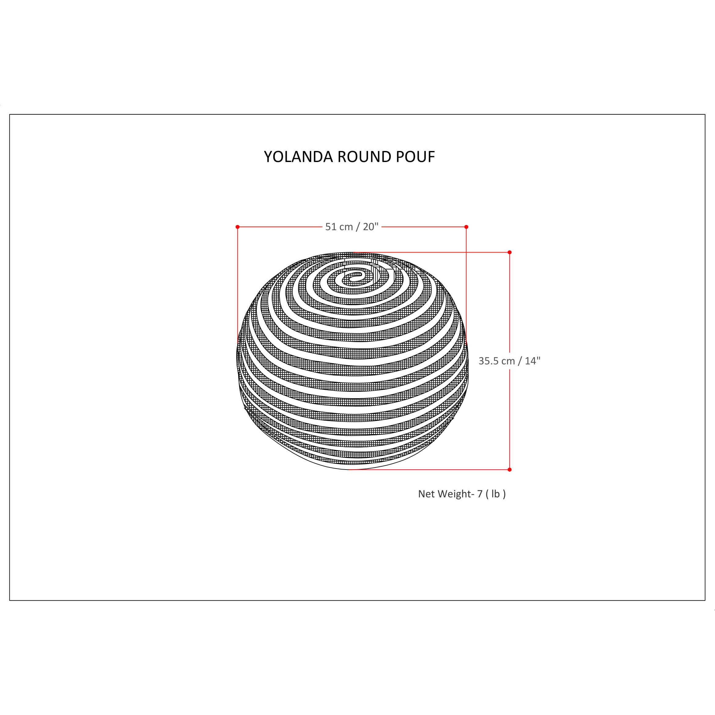 Yolanda Boho Round Pouf in Natural Jute