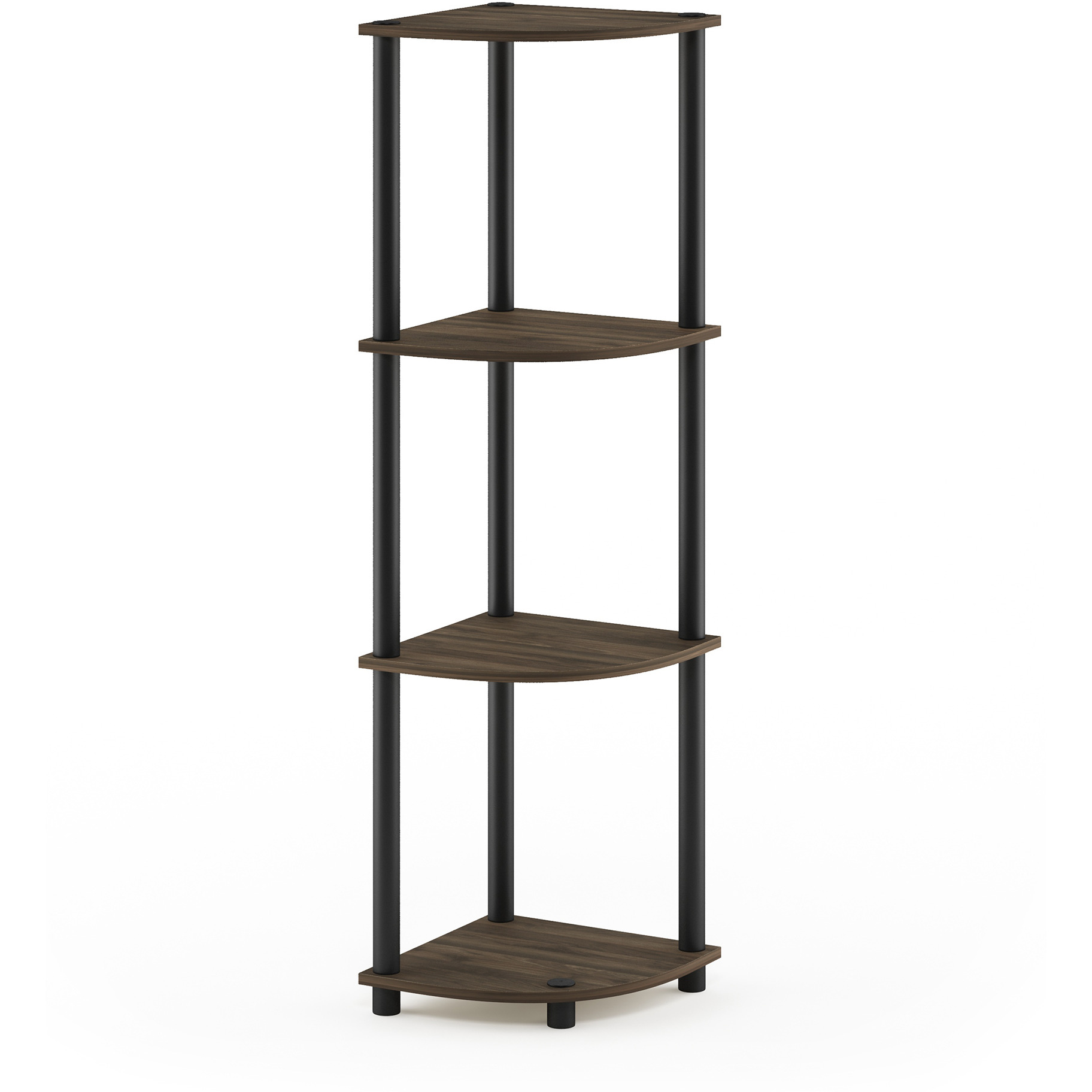 Furinno Turn-N-Tube 4-Tier Corner Display Rack Multipurpose Shelving Unit, Columbia Walnut/Black