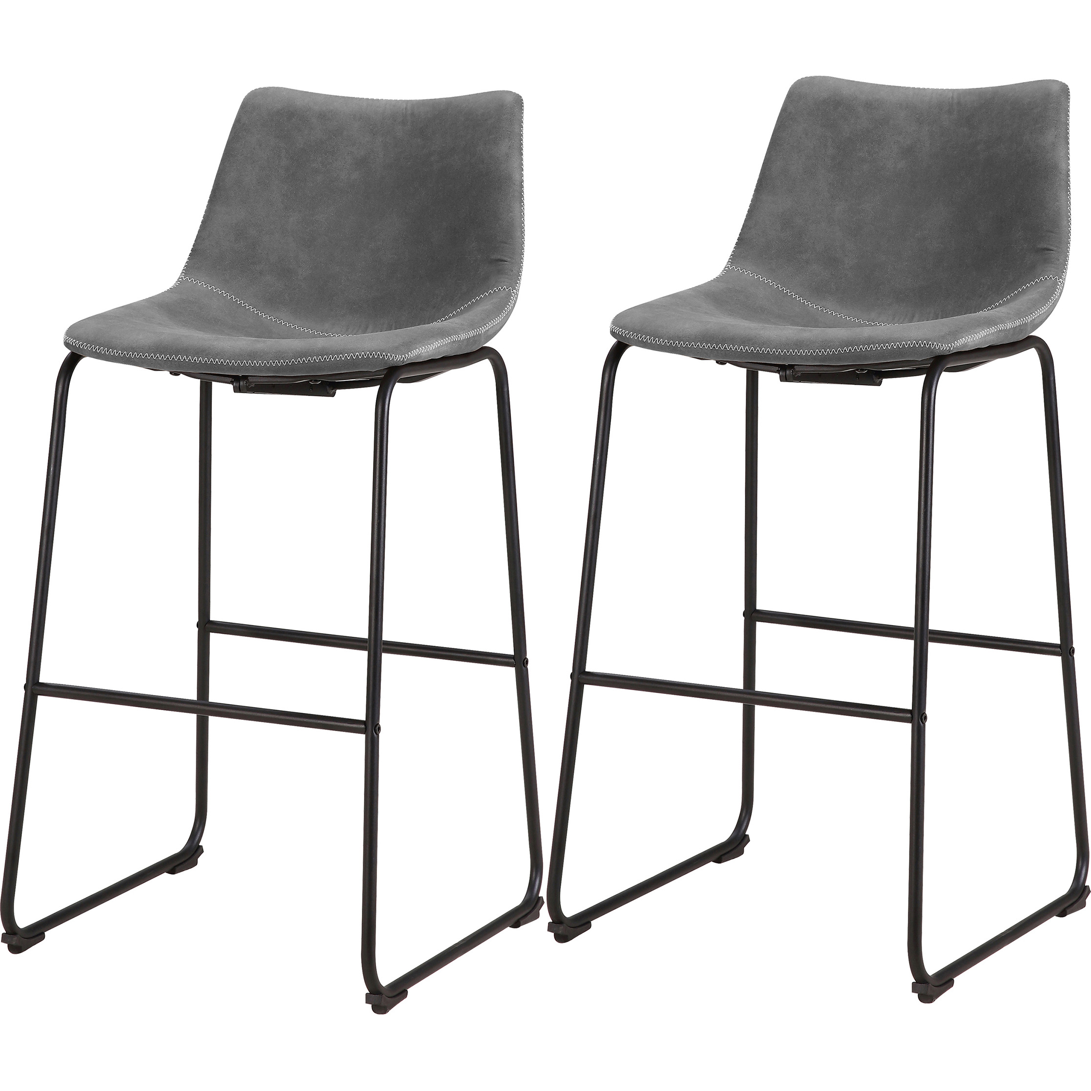 Classic Gray Faux Leather Bar Chair Set