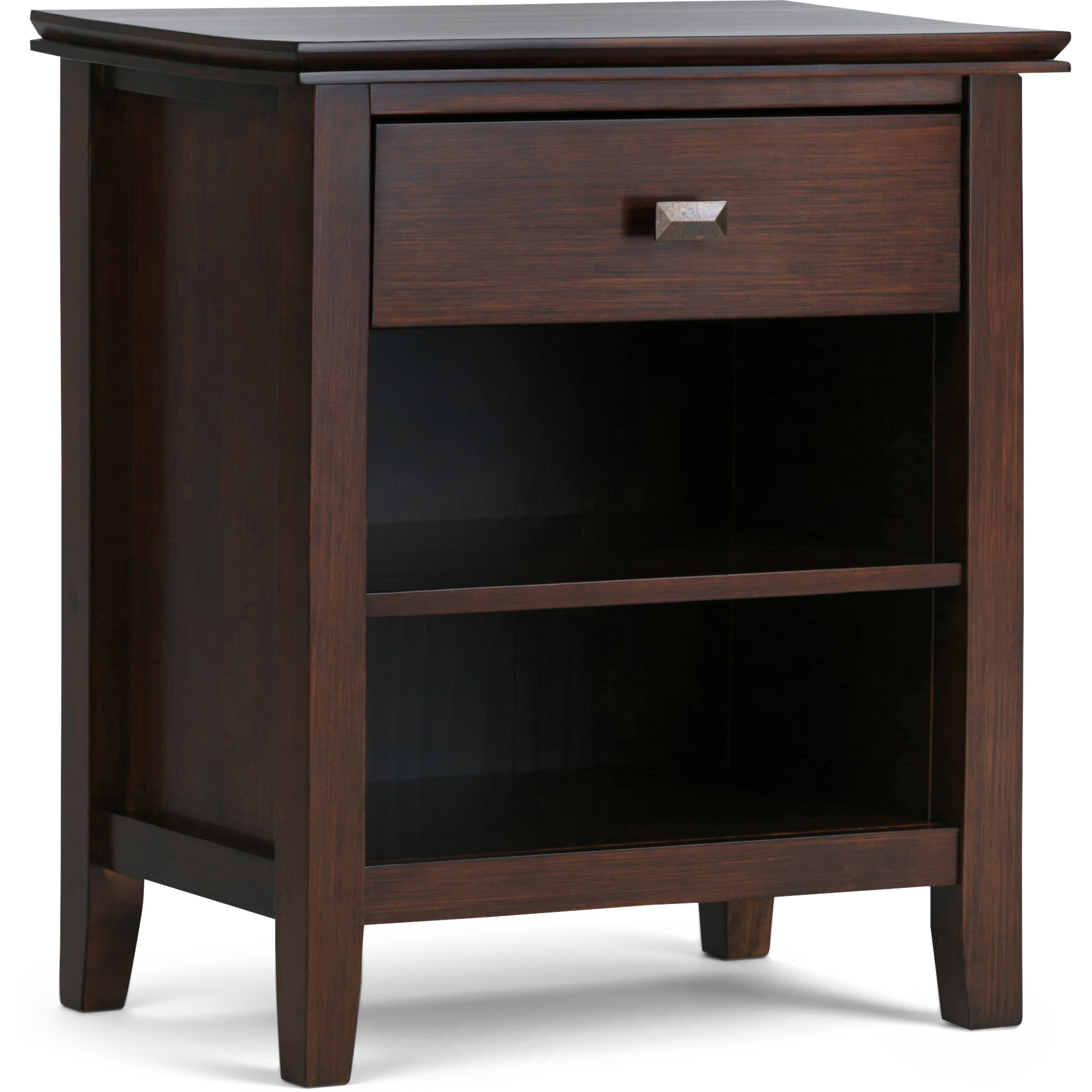 Artisan SOLID WOOD 24 inch Wide Transitional Bedside Nightstand Table in Russet Brown