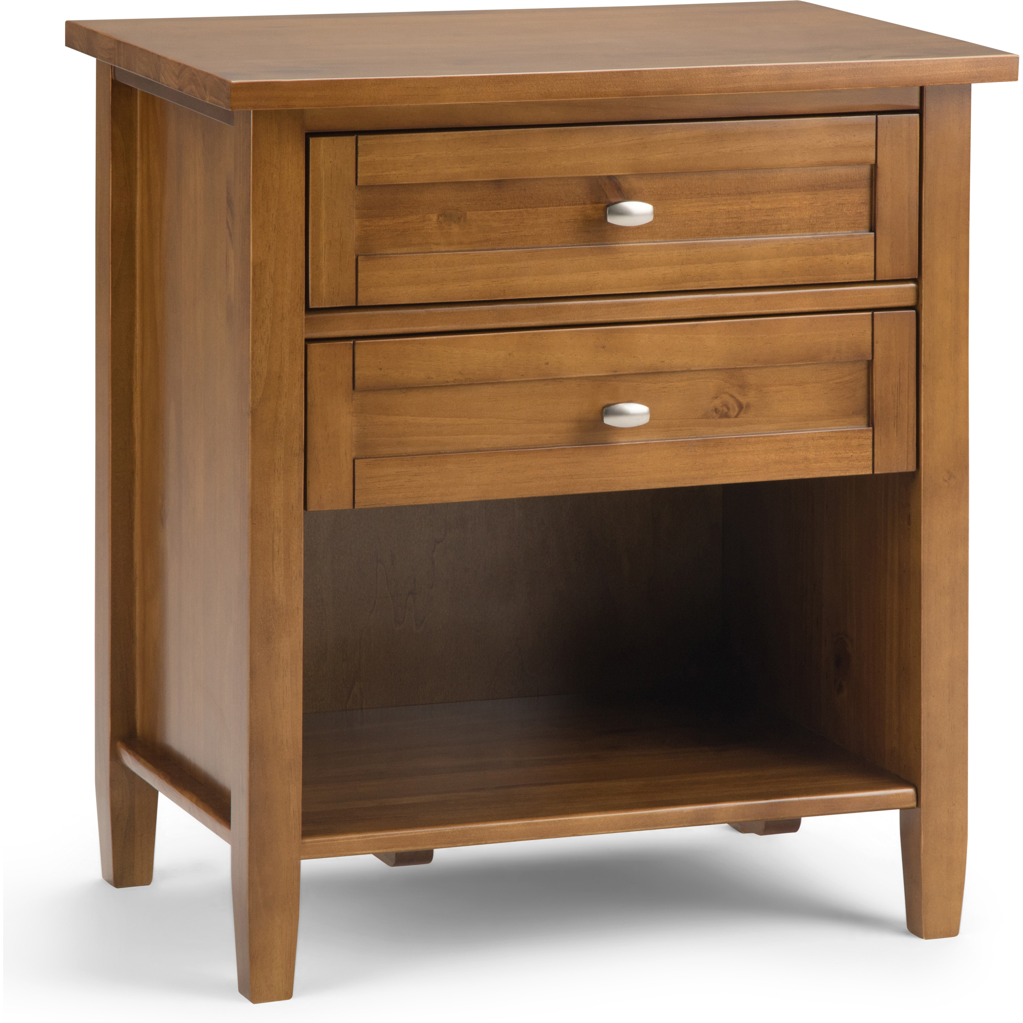 Warm Shaker SOLID WOOD 24 inch Wide Transitional Bedside Nightstand Table in Light Golden Brown