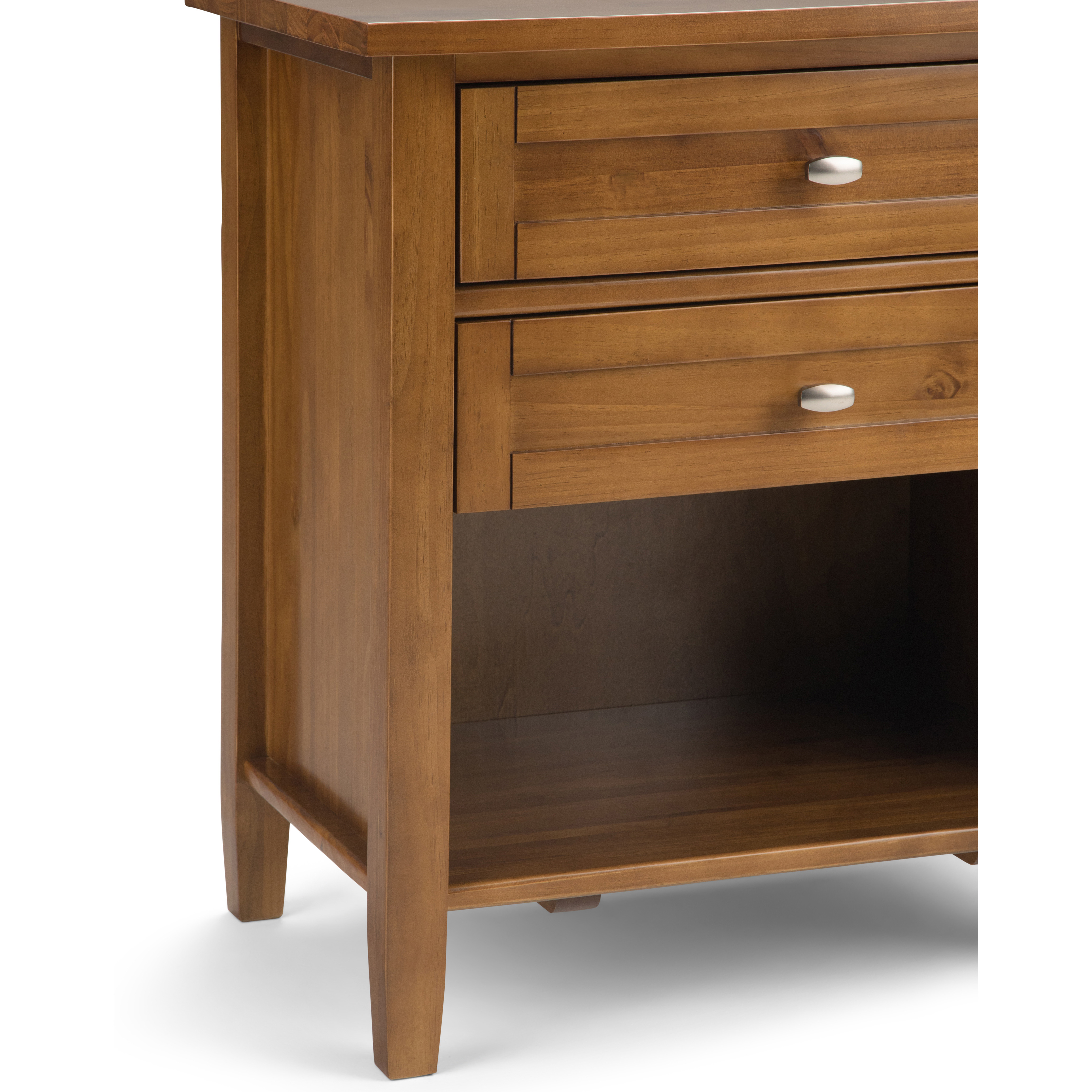 Warm Shaker SOLID WOOD 24 inch Wide Transitional Bedside Nightstand Table in Light Golden Brown