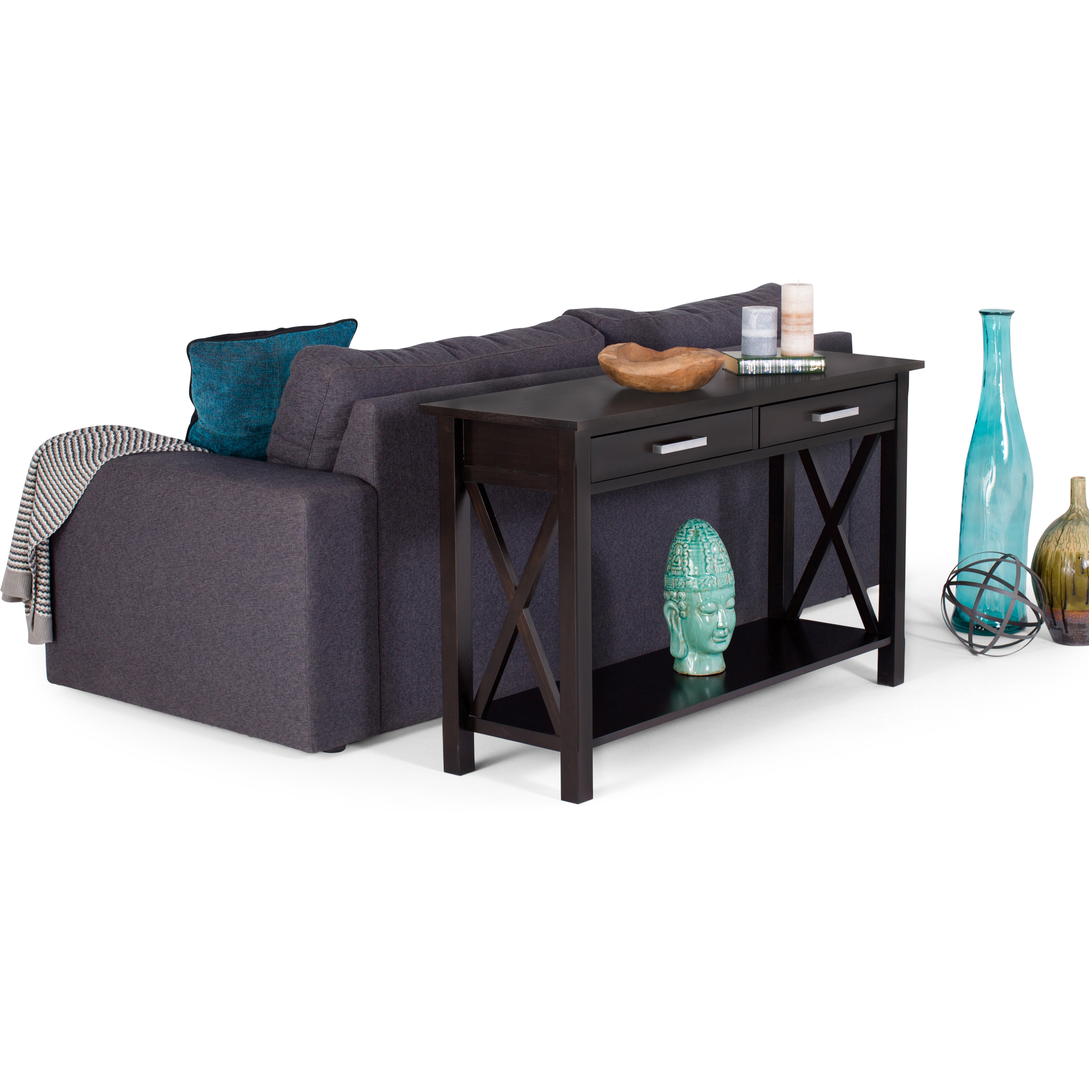 Kitchener Solid Wood 47 inch Wide Contemporary Console Sofa Table in Hickory Brown