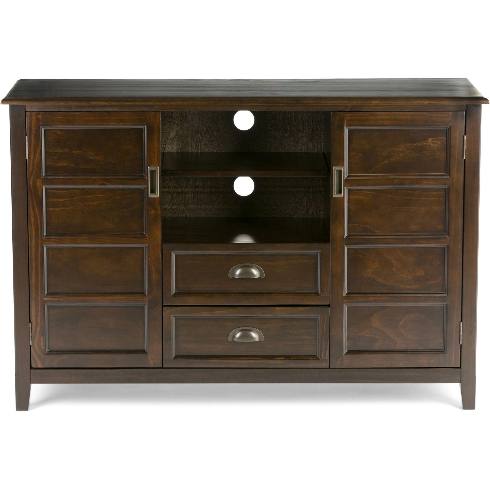 Burlington SOLID WOOD 54 inch Wide Transitional TV Media Stand in Mahogany Brown For TVs up to 60 inches