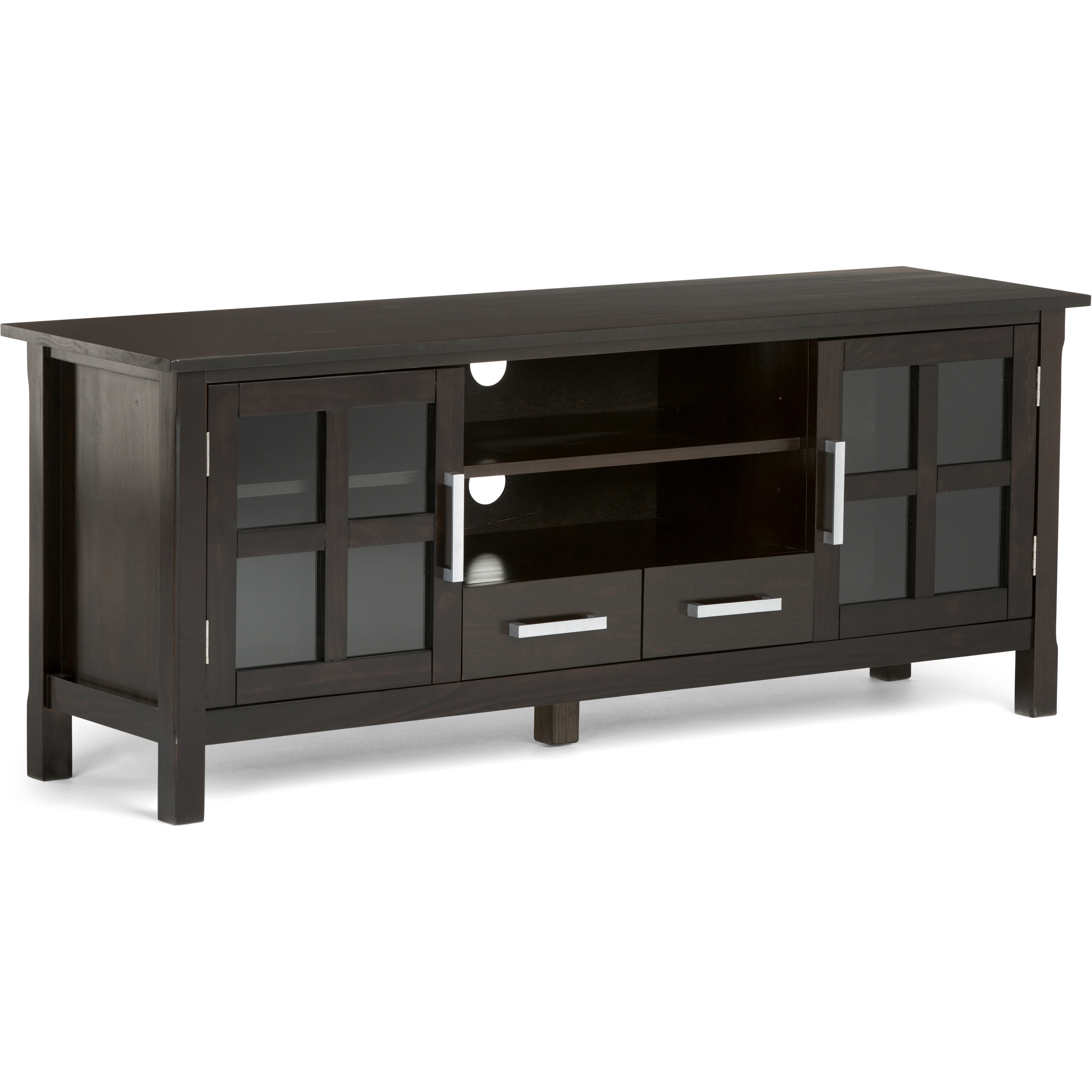 Kitchener Solid Wood 60 inch Wide Contemporary TV Media Stand in Hickory Brown For TVs up to 65 inches