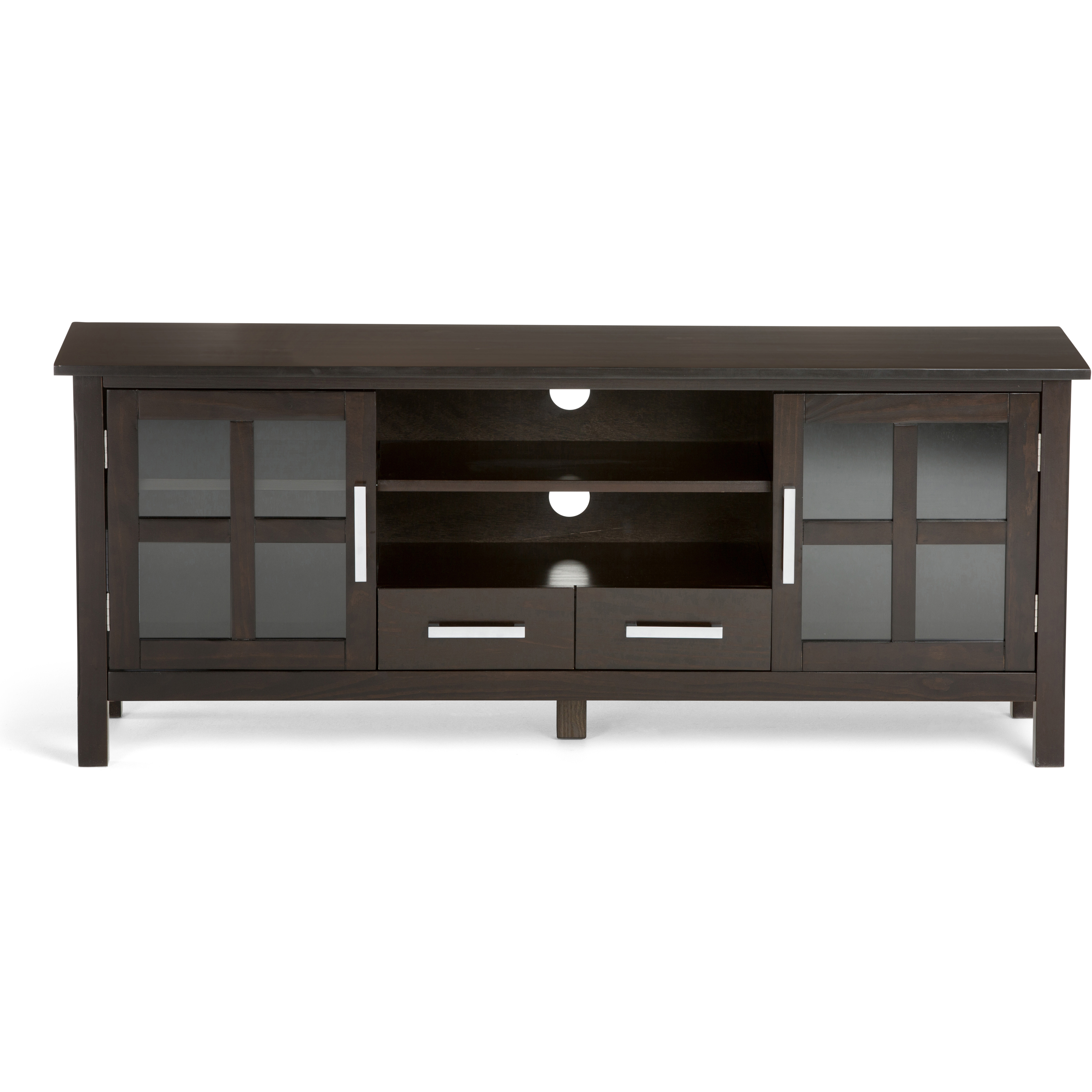 Kitchener Solid Wood 60 inch Wide Contemporary TV Media Stand in Hickory Brown For TVs up to 65 inches