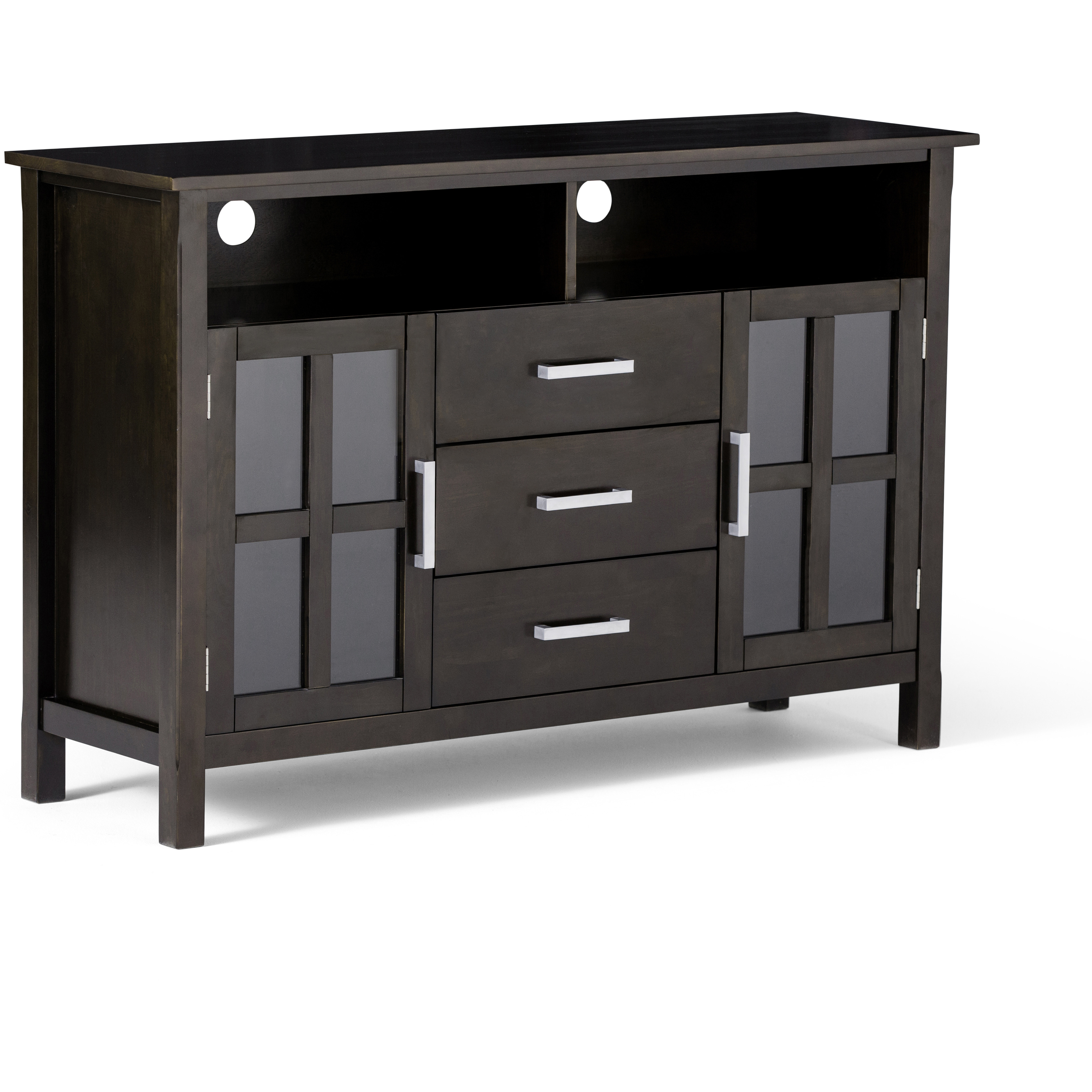 Kitchener Solid Wood 53 inch Wide Contemporary TV Media Stand in Hickory Brown For TVs up to 55 inches