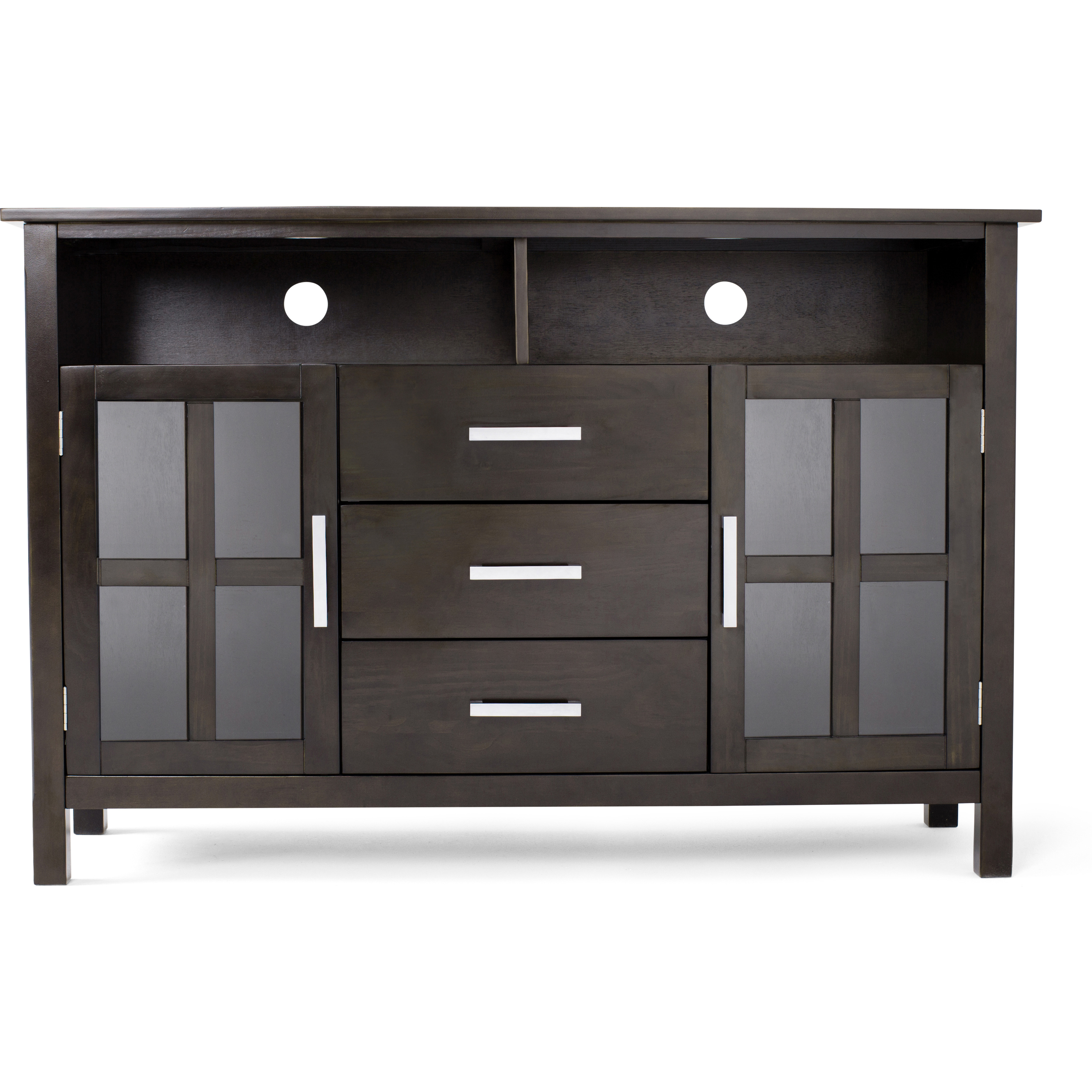 Kitchener Solid Wood 53 inch Wide Contemporary TV Media Stand in Hickory Brown For TVs up to 55 inches