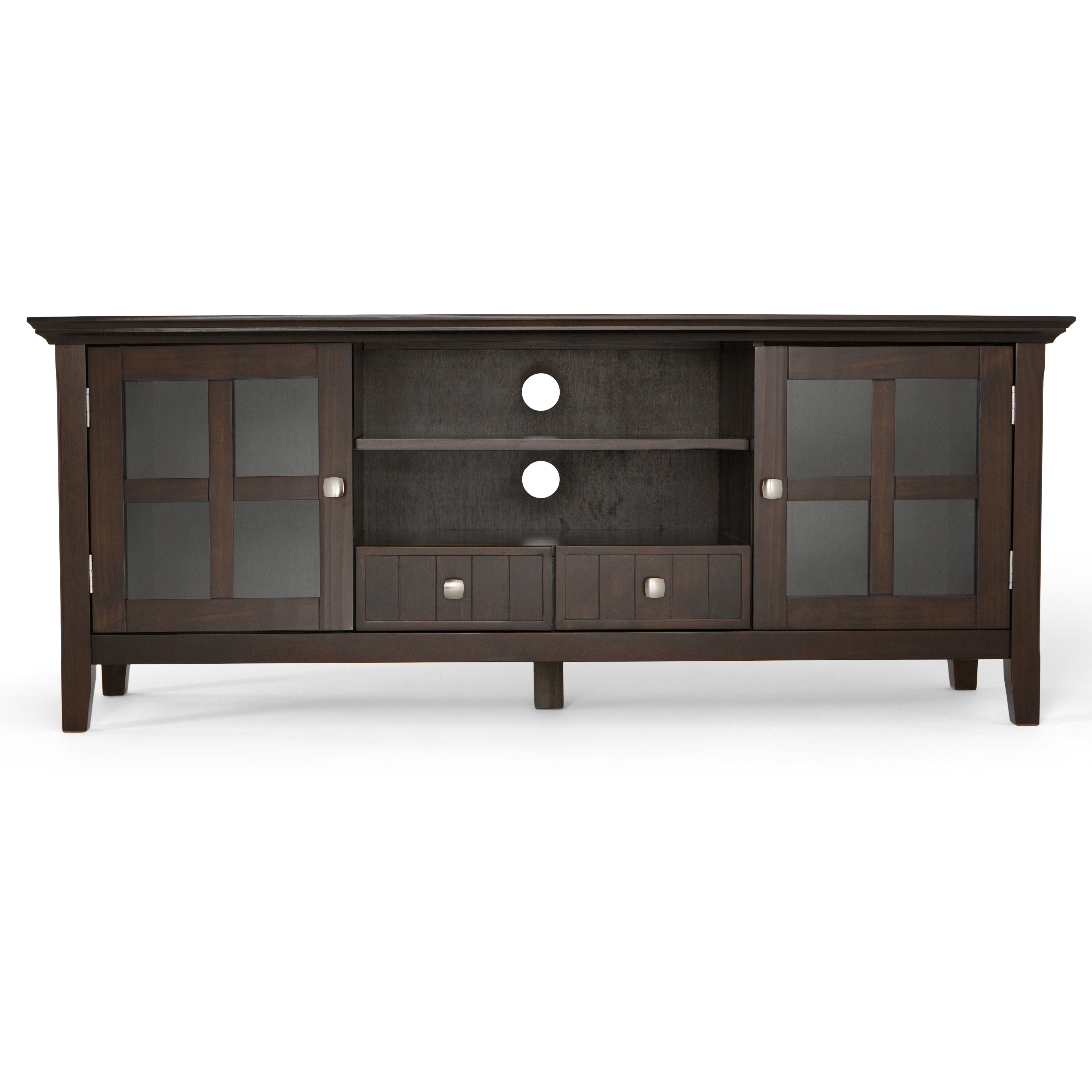 Acadian SOLID WOOD 60 inch Wide Transitional TV Media Stand in Brunette Brown For TVs up to 65 inches