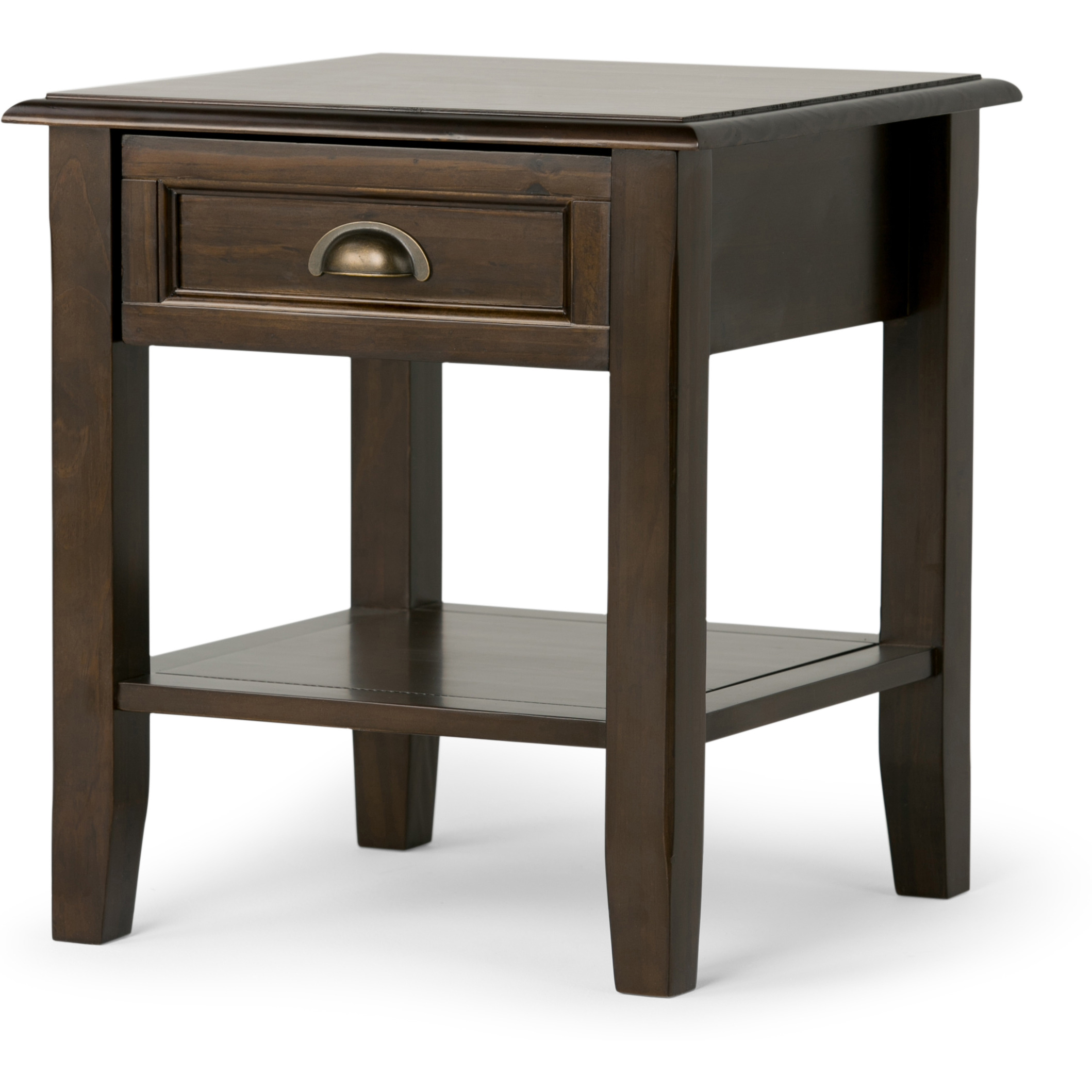 Burlington SOLID WOOD 18 inch Wide Square Transitional End Side Table in Mahogany Brown