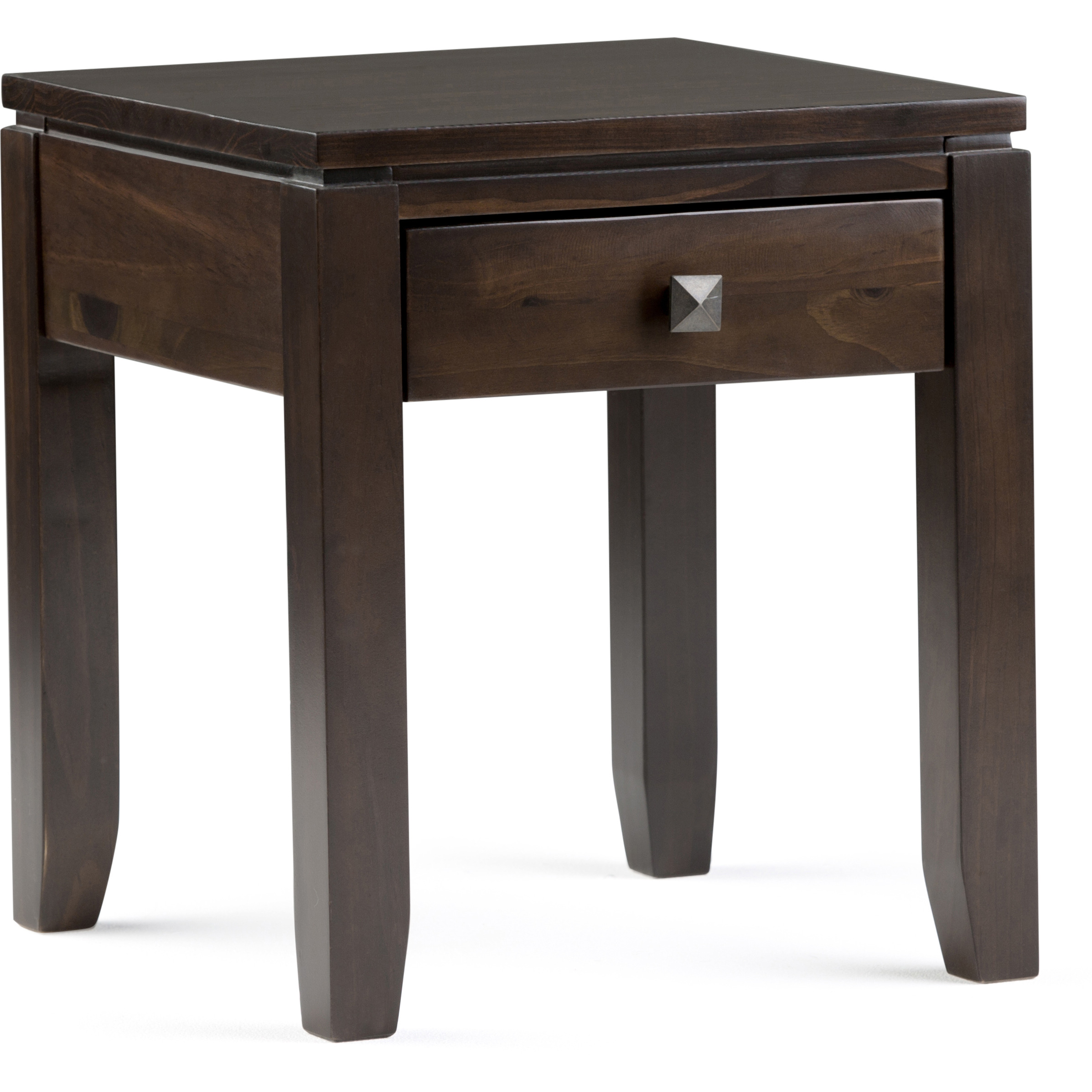 Cosmopolitan Solid Wood 18 inch Wide Square Contemporary End Side Table in Mahogany Brown