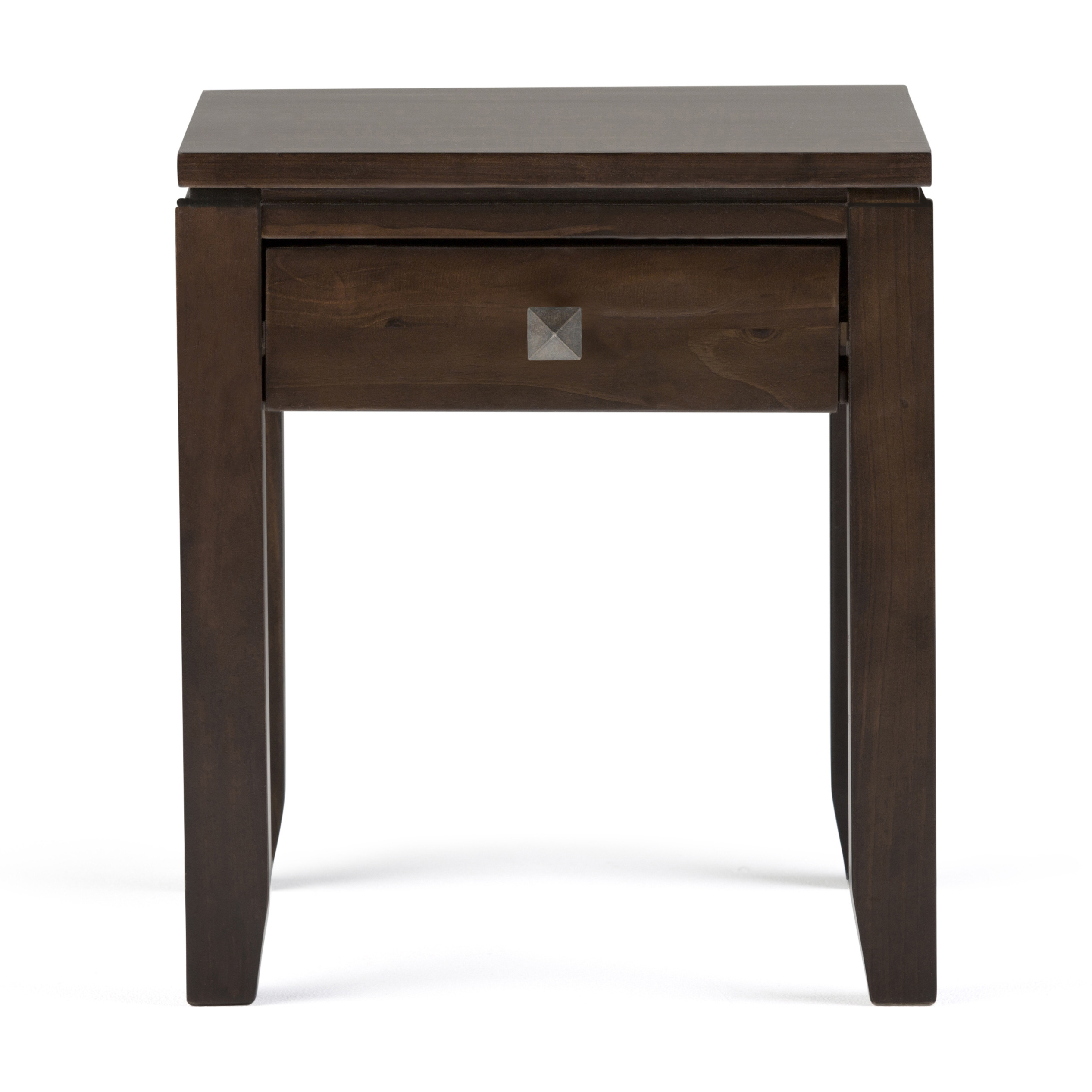 Cosmopolitan Solid Wood 18 inch Wide Square Contemporary End Side Table in Mahogany Brown