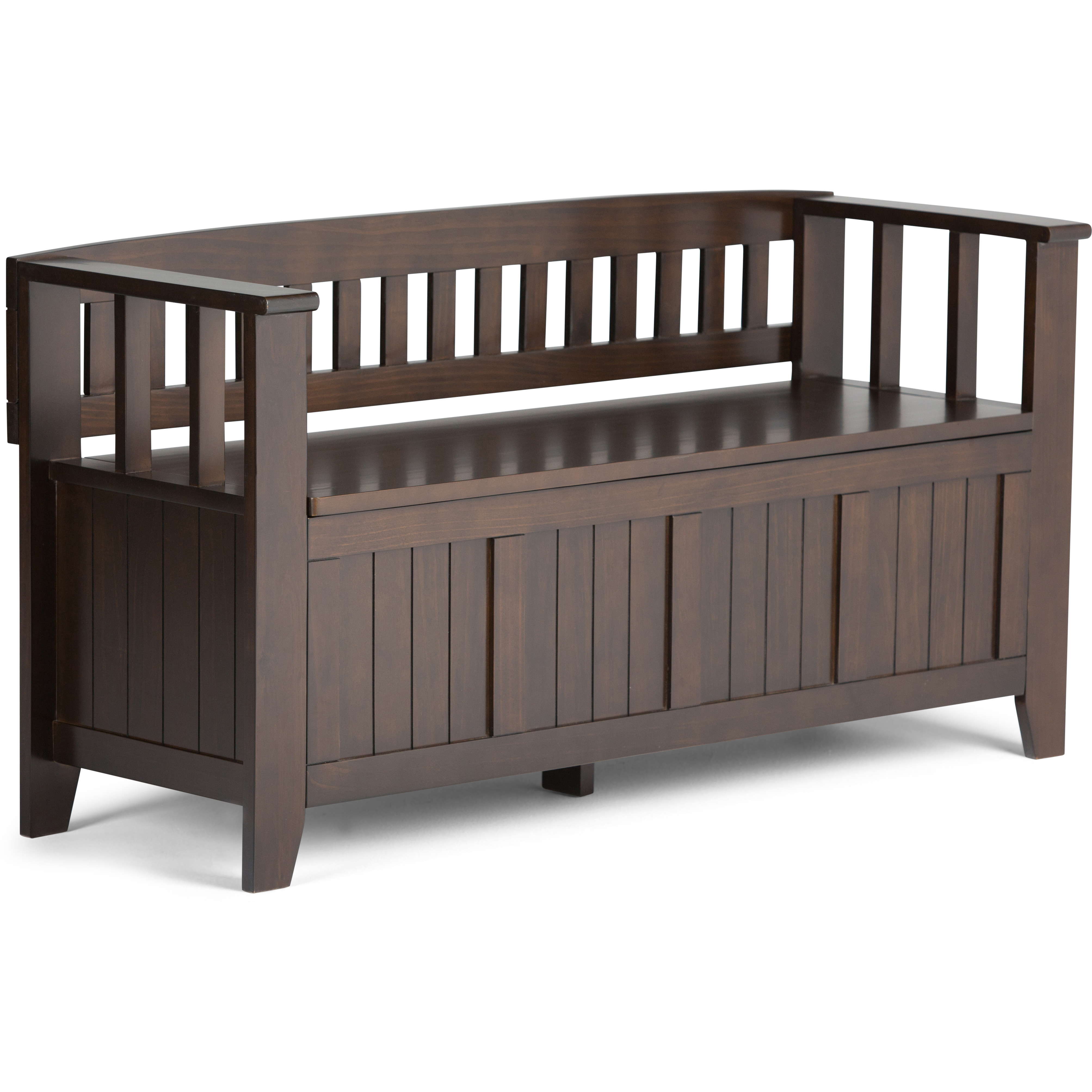 Acadian SOLID WOOD 48 inch Wide Transitional Entryway Storage Bench in Brunette Brown