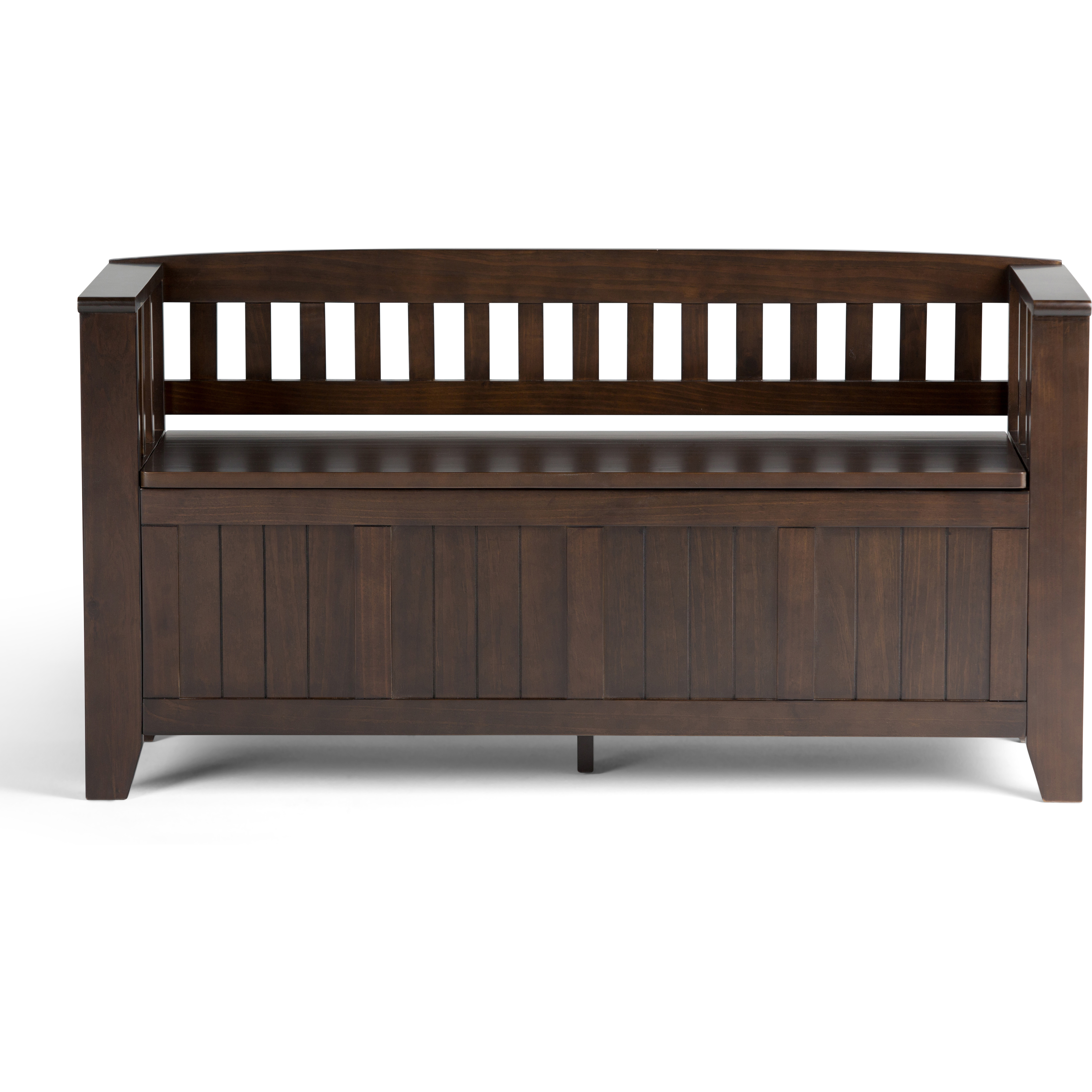 Acadian SOLID WOOD 48 inch Wide Transitional Entryway Storage Bench in Brunette Brown