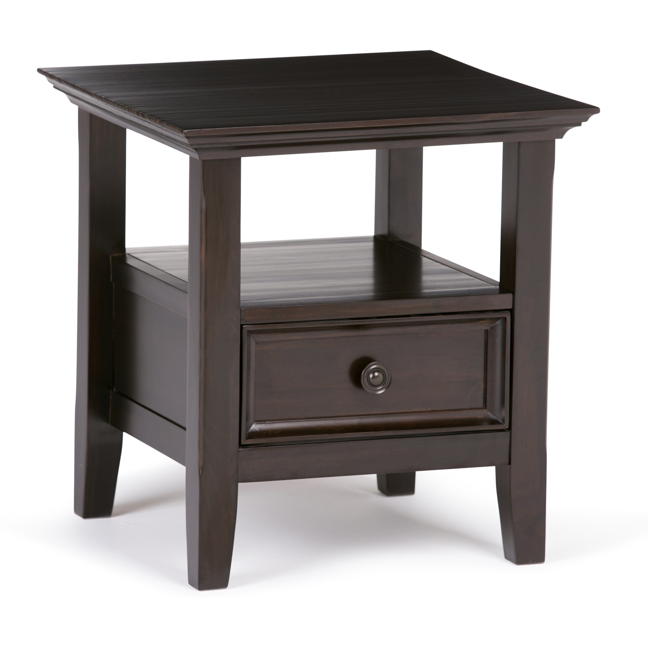 Amherst SOLID WOOD 19 inch Wide Square Transitional End Table in Hickory Brown