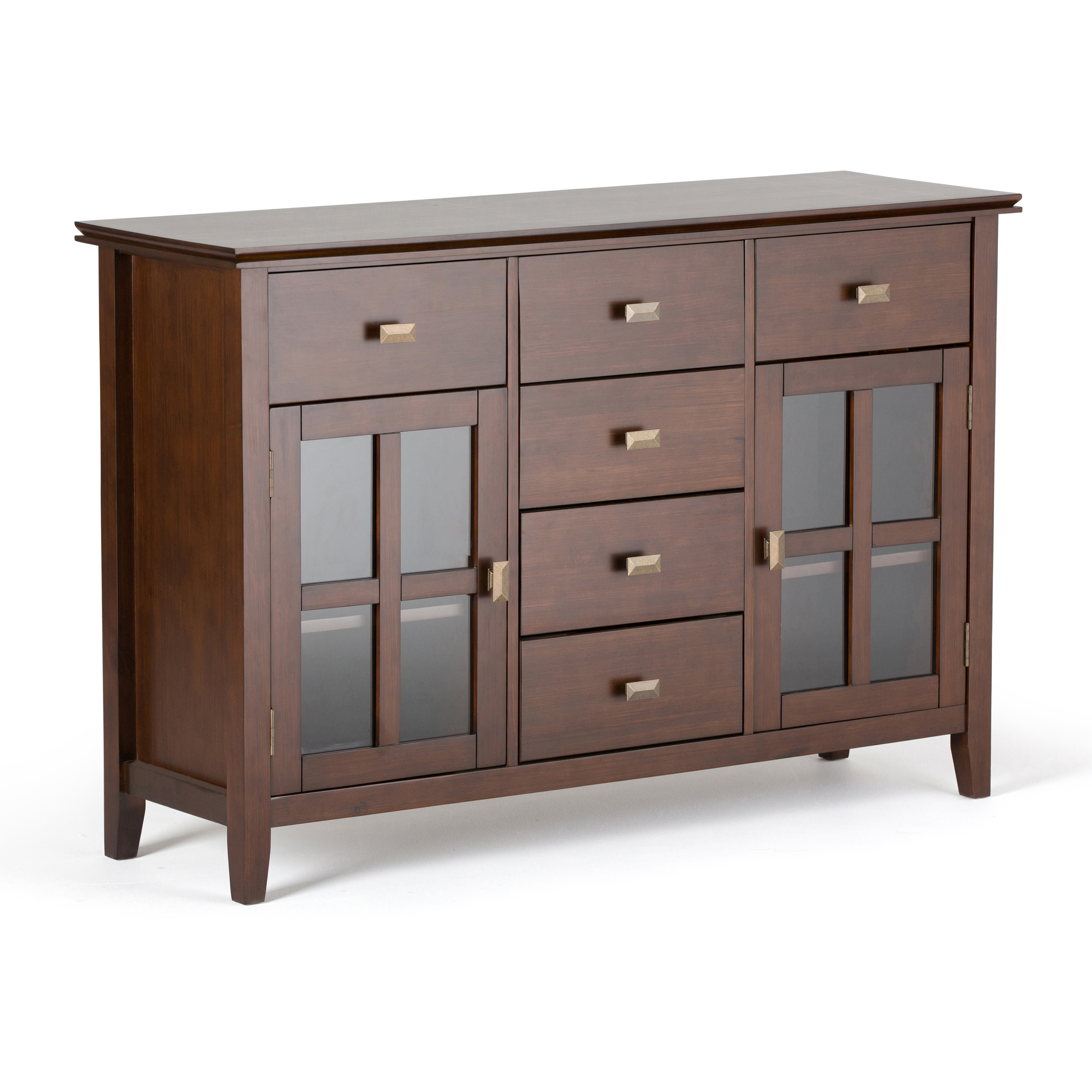 Artisan SOLID WOOD 54 inch Wide Transitional Sideboard Buffet Credenza in Russet Brown