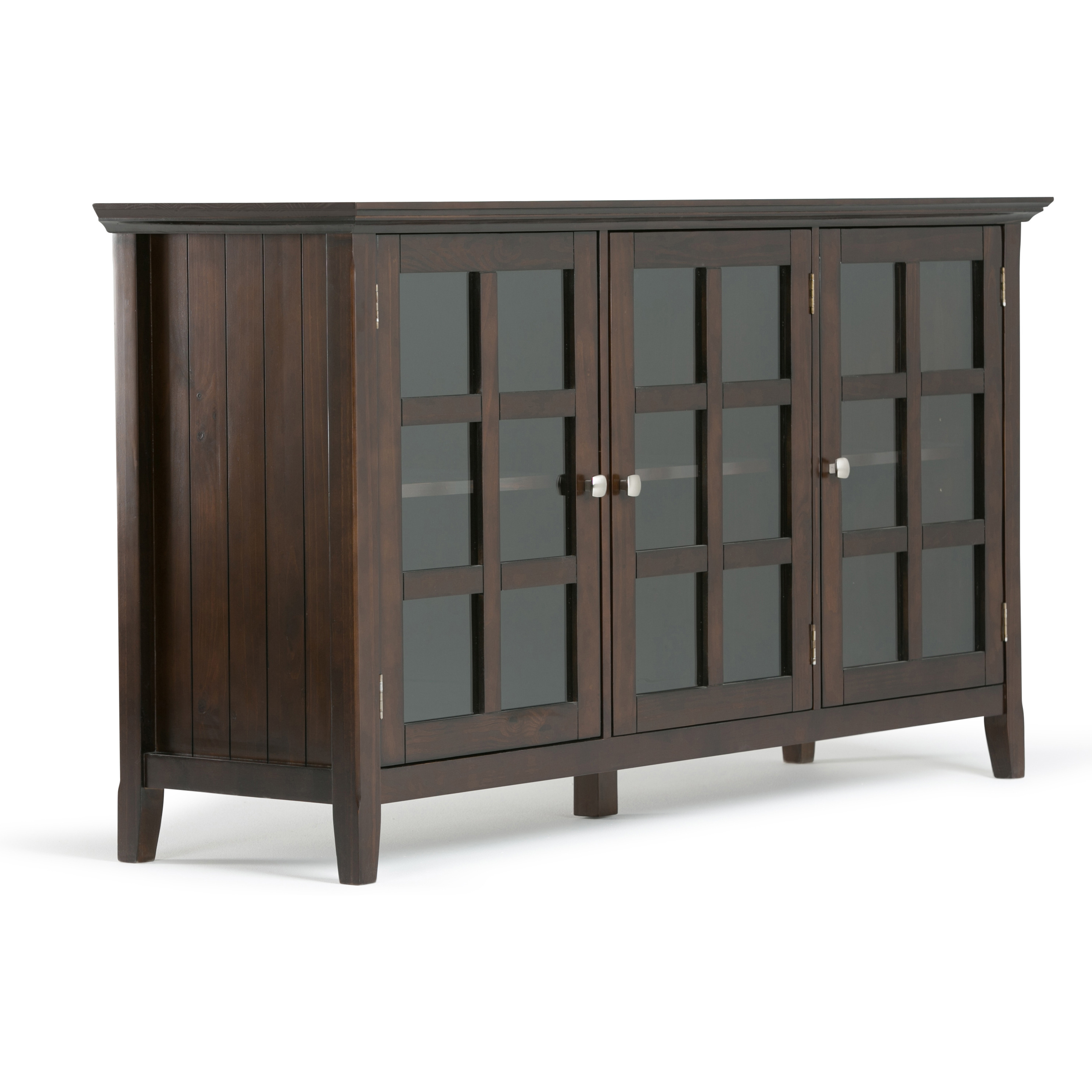 Acadian SOLID WOOD 62 inch Wide Transitional Wide Storage Cabinet in Brunette Brown