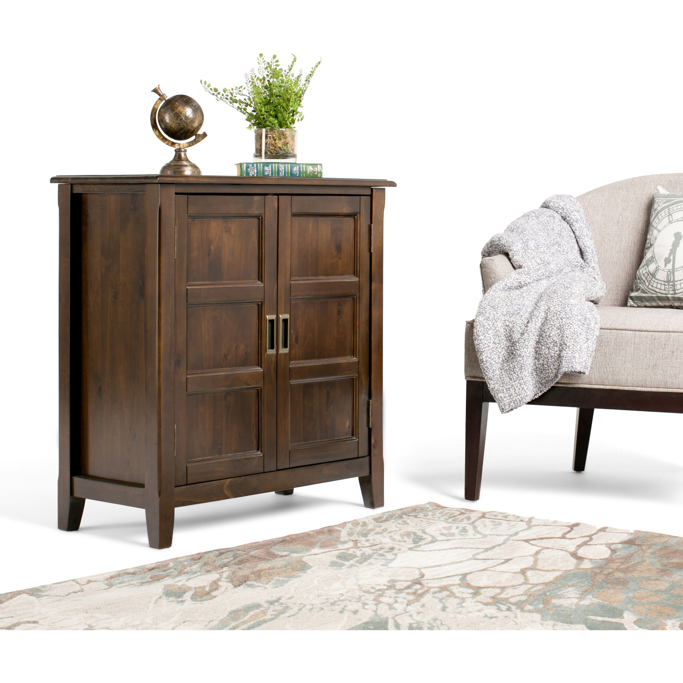 Burlington SOLID WOOD 30 inch Wide Transitional Low Storage Cabinet in Mahogany Brown