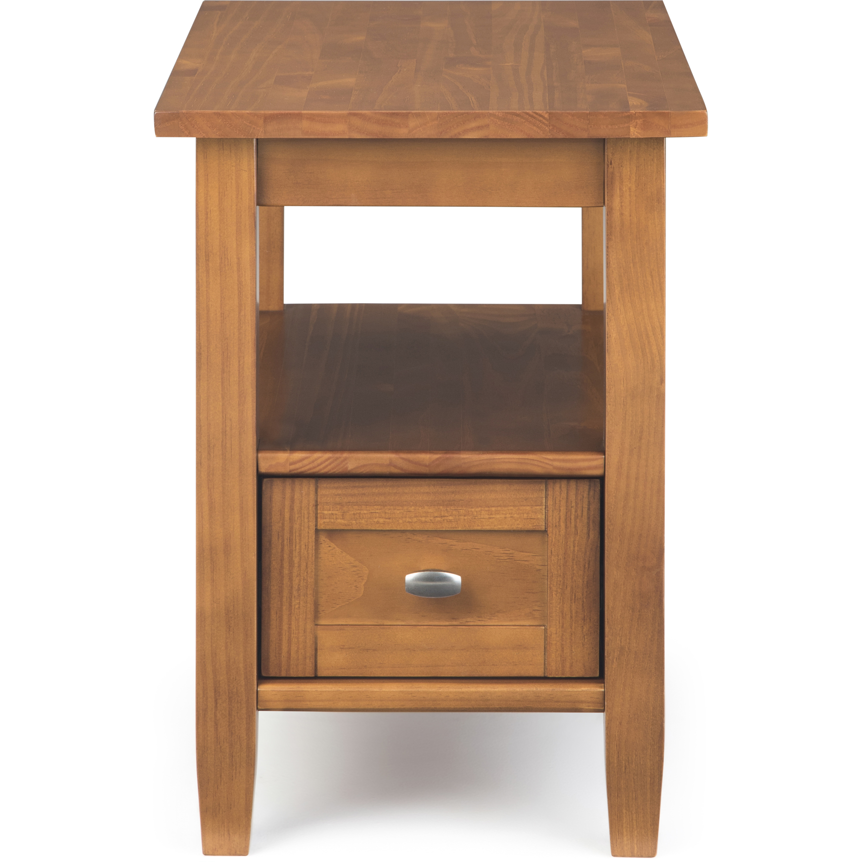 Warm Shaker SOLID WOOD 14 inch Wide Rectangle Transitional Narrow Side Table in Light Golden Brown