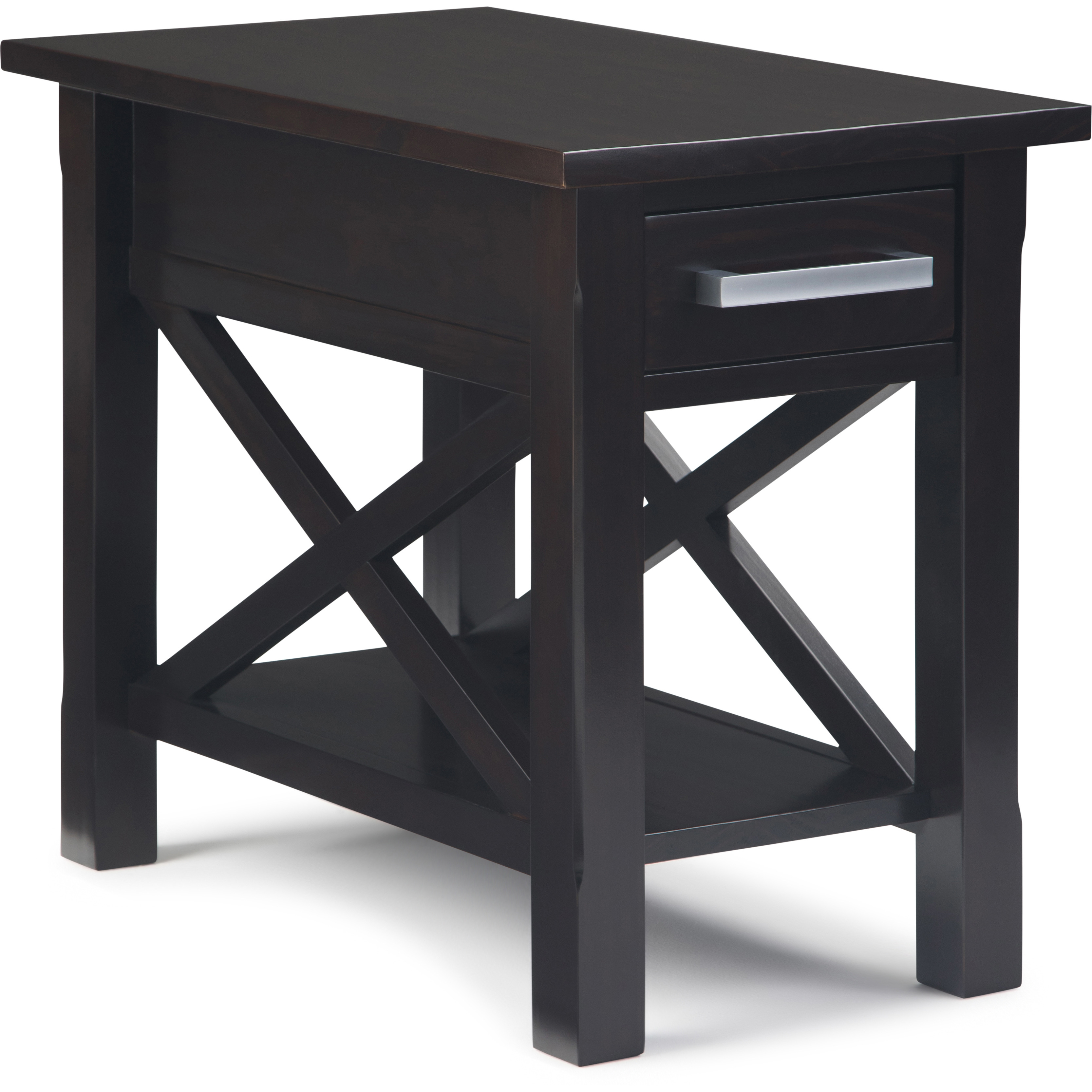 Kitchener Solid Wood 14 inch Wide Rectangle Contemporary Narrow Side Table in Hickory Brown