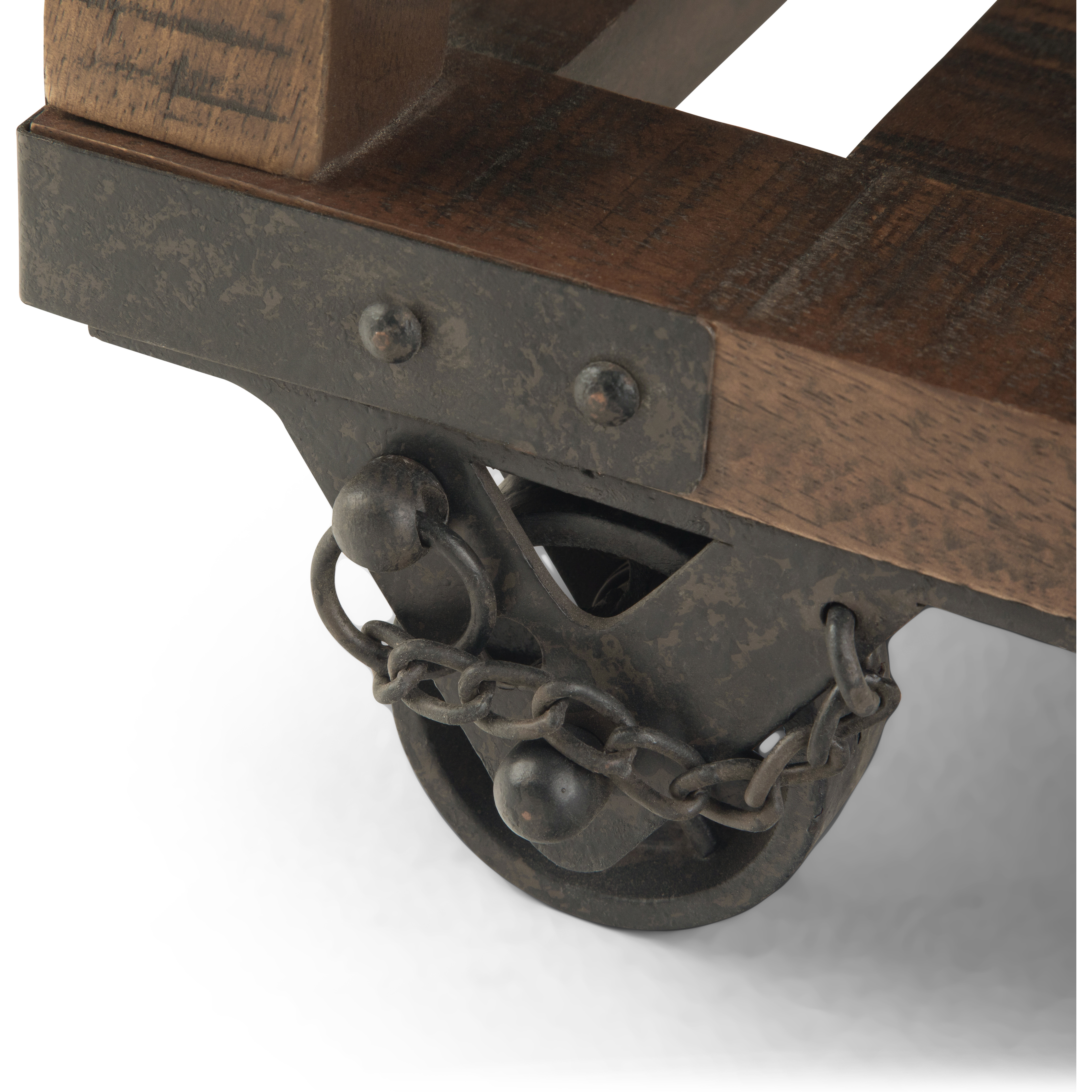Harding Solid Mango Wood and Metal 20 inch Wide Square Industrial End Table in Distressed Dark Brown