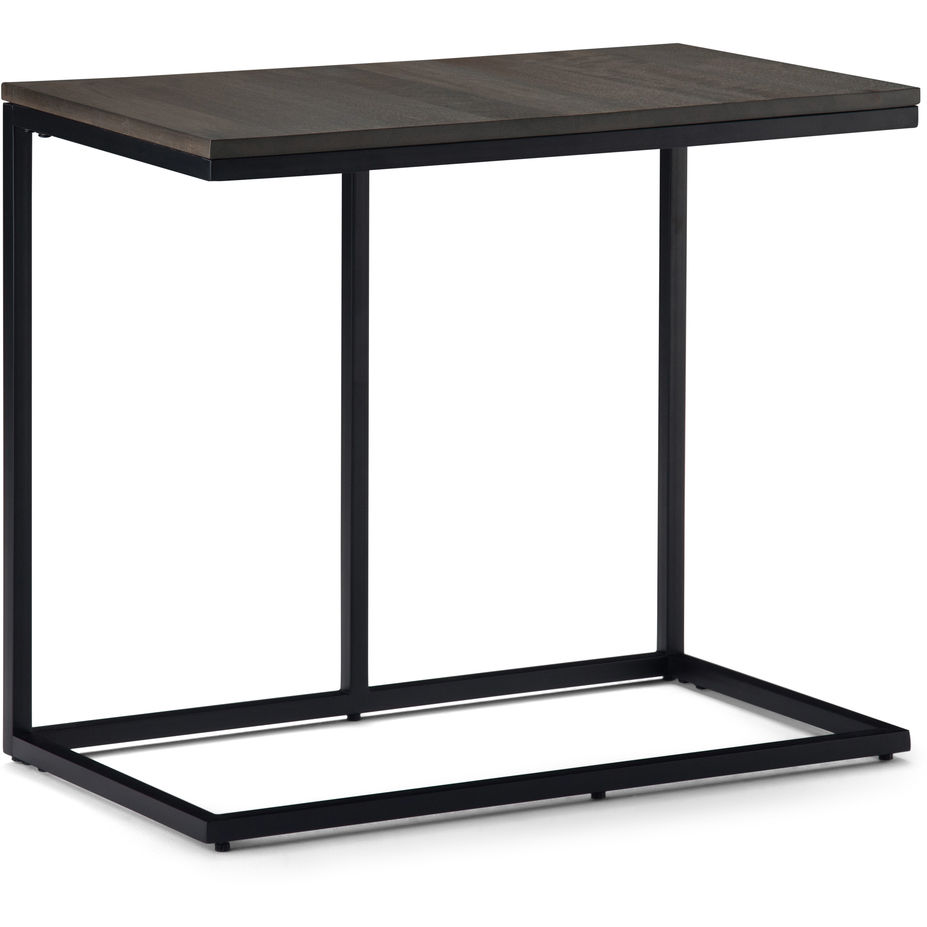 Ward SOLID MANGO WOOD and Metal 28 inch Wide Square Industrial Wide C Side Table in Warm Grey