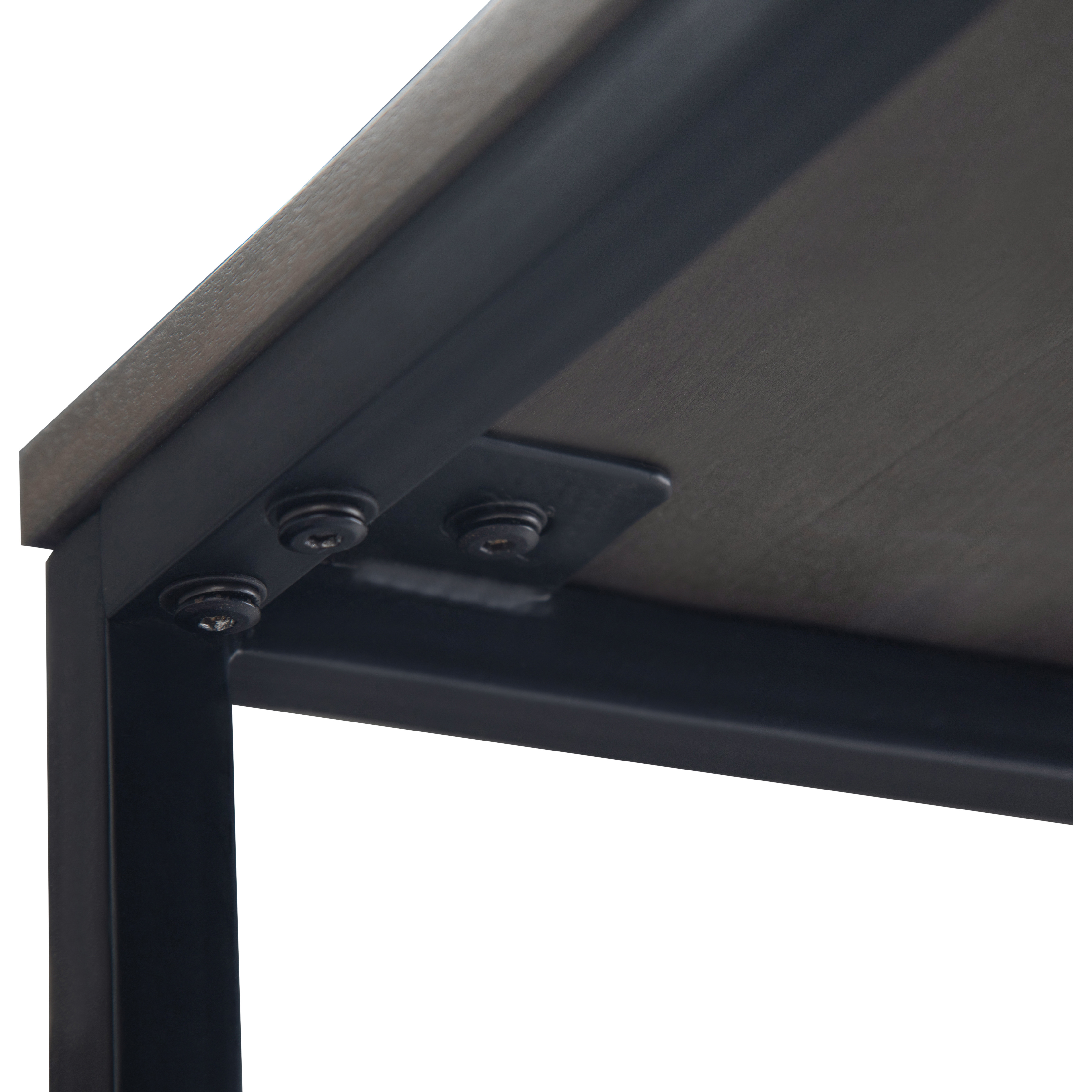 Ward SOLID MANGO WOOD and Metal 28 inch Wide Square Industrial Wide C Side Table in Warm Grey