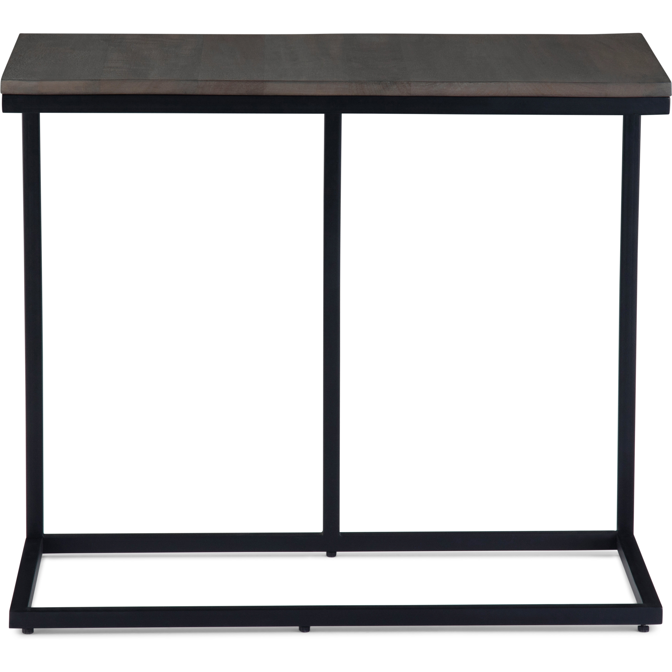 Ward SOLID MANGO WOOD and Metal 28 inch Wide Square Industrial Wide C Side Table in Warm Grey