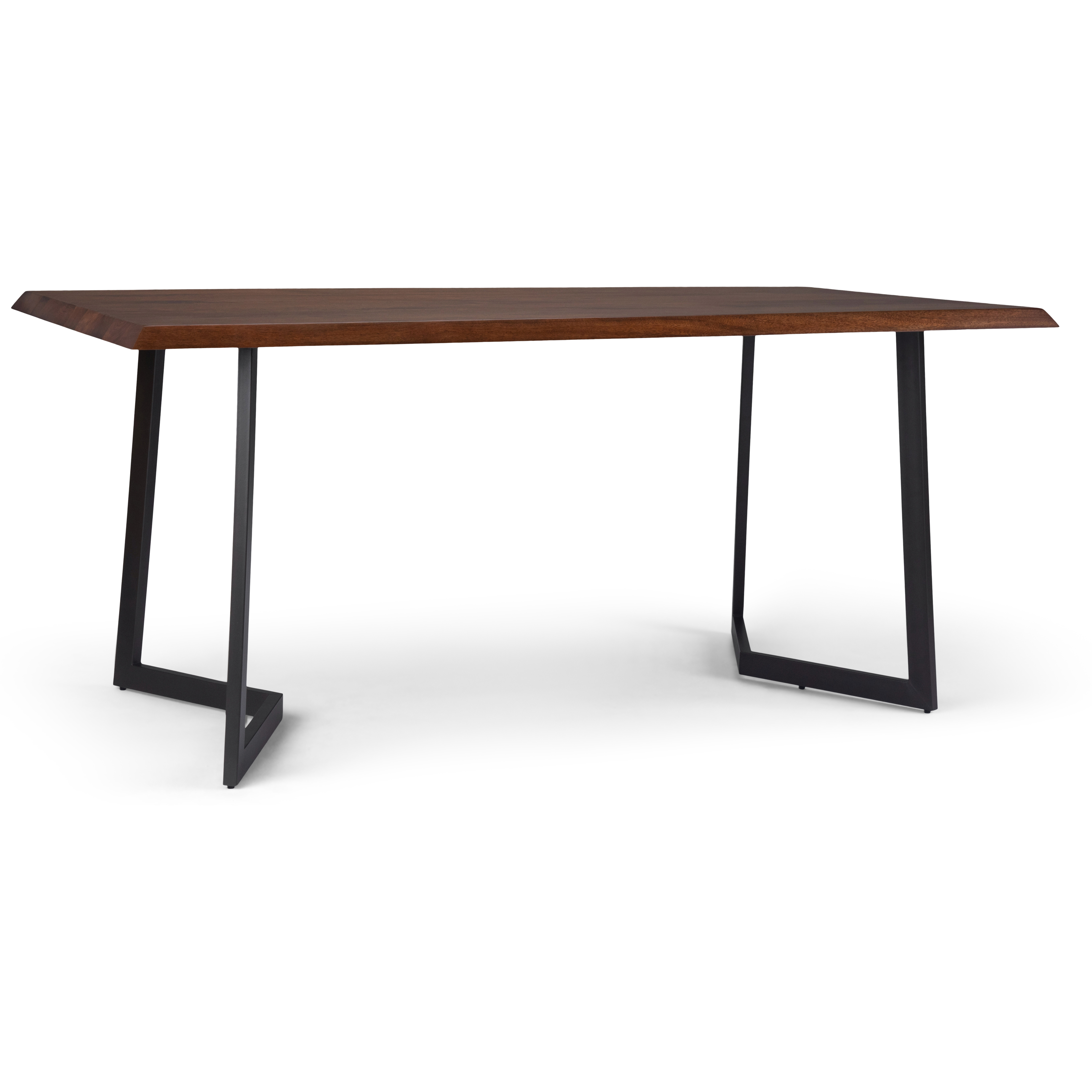 Watkins SOLID MANGO WOOD and Metal 72 inch x 36 inch Rectangle Modern Industrial Dining Table with Inverted Metal Base in Dark Brown