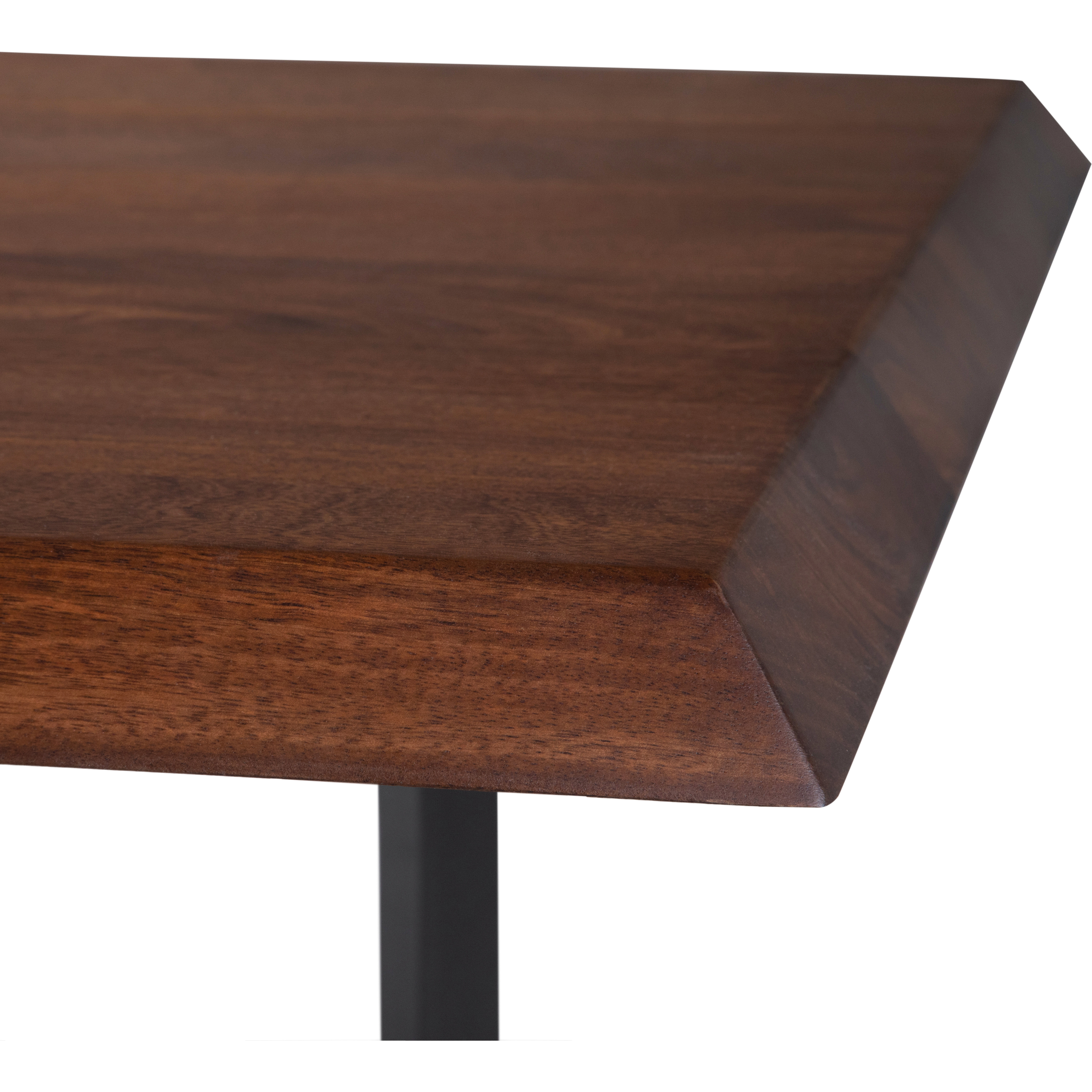 Watkins SOLID MANGO WOOD and Metal 72 inch x 36 inch Rectangle Modern Industrial Dining Table with Inverted Metal Base in Dark Brown
