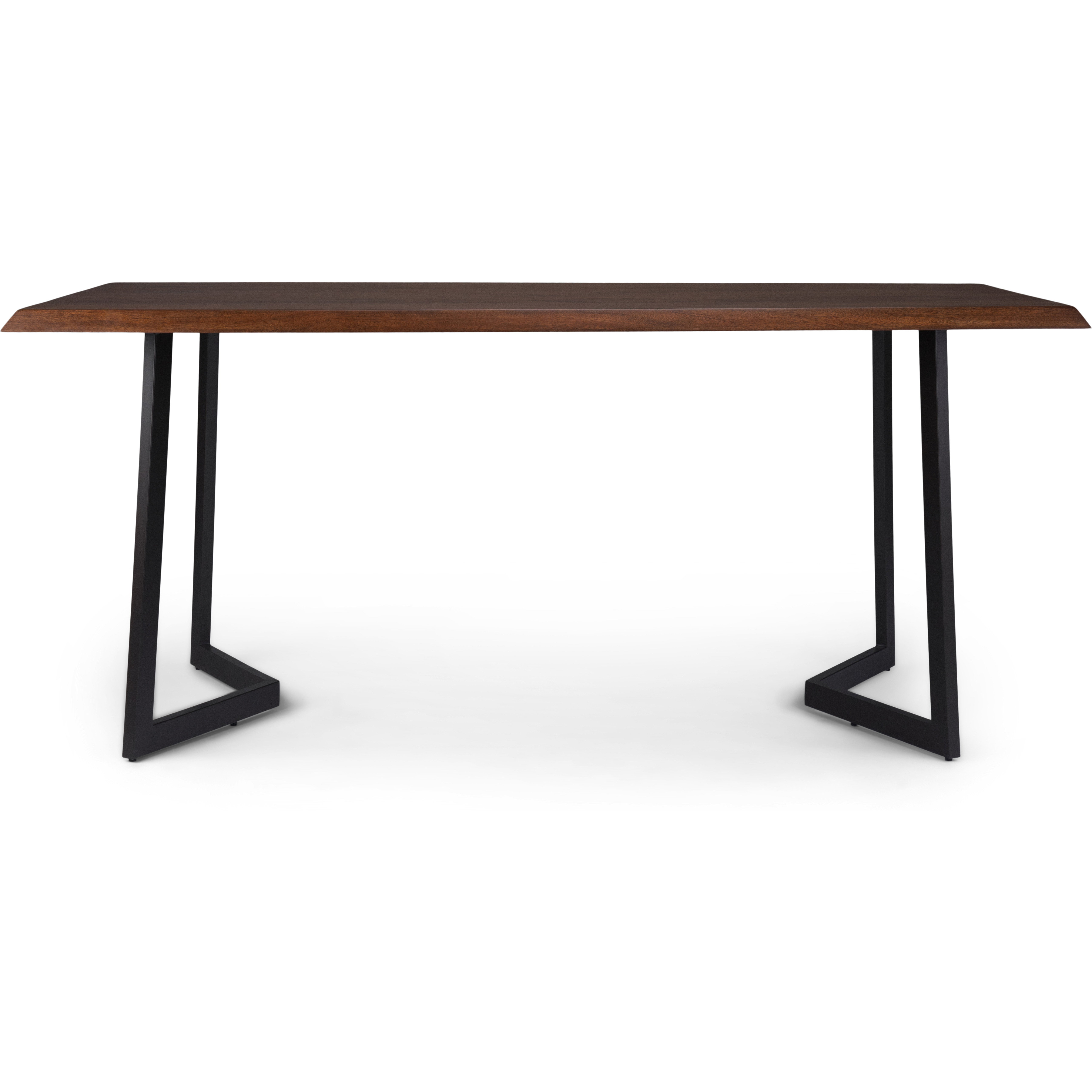 Watkins SOLID MANGO WOOD and Metal 72 inch x 36 inch Rectangle Modern Industrial Dining Table with Inverted Metal Base in Dark Brown