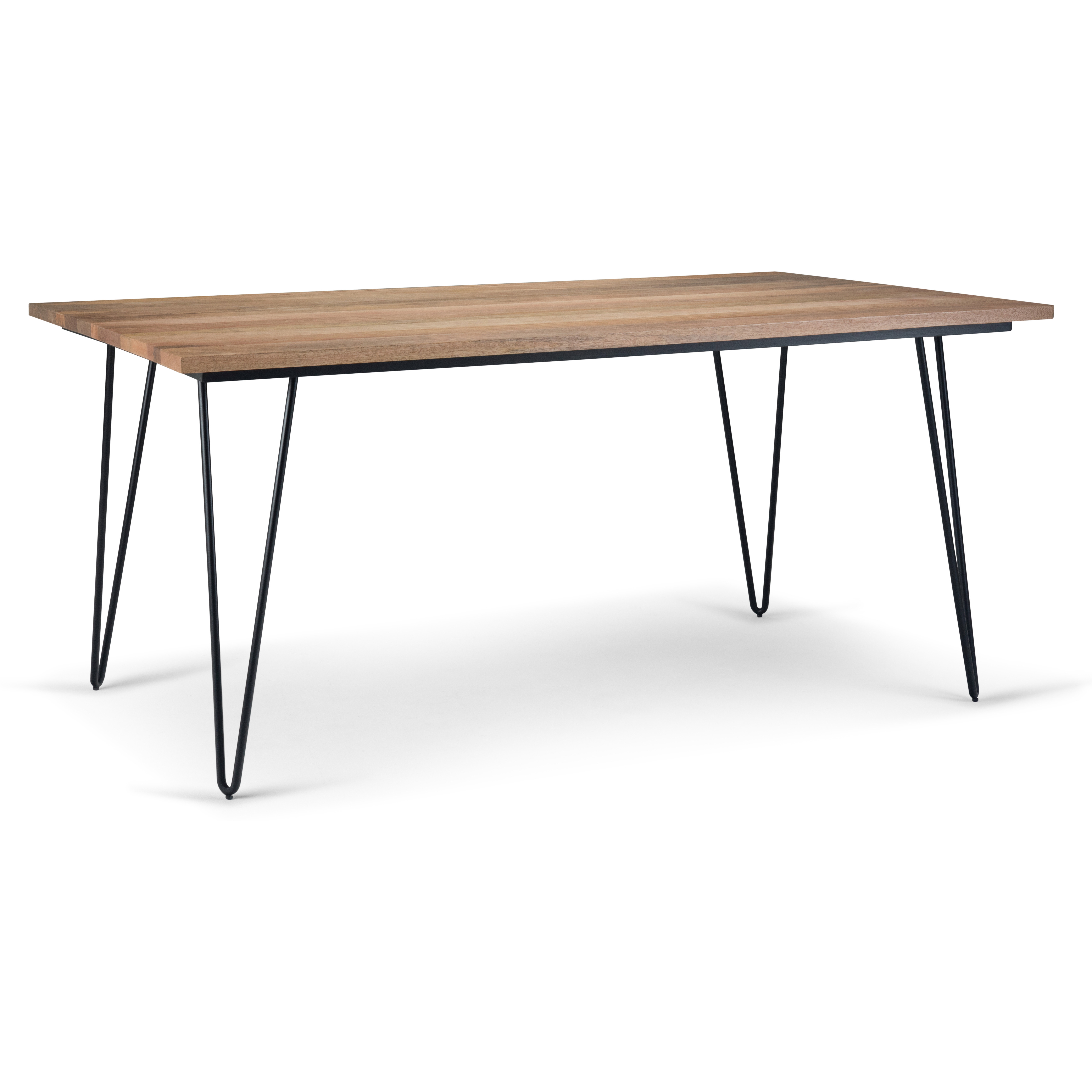 Hunter SOLID MANGO WOOD and Metal 66 inch x 40 inch Rectangle Industrial Dining Table in Natural