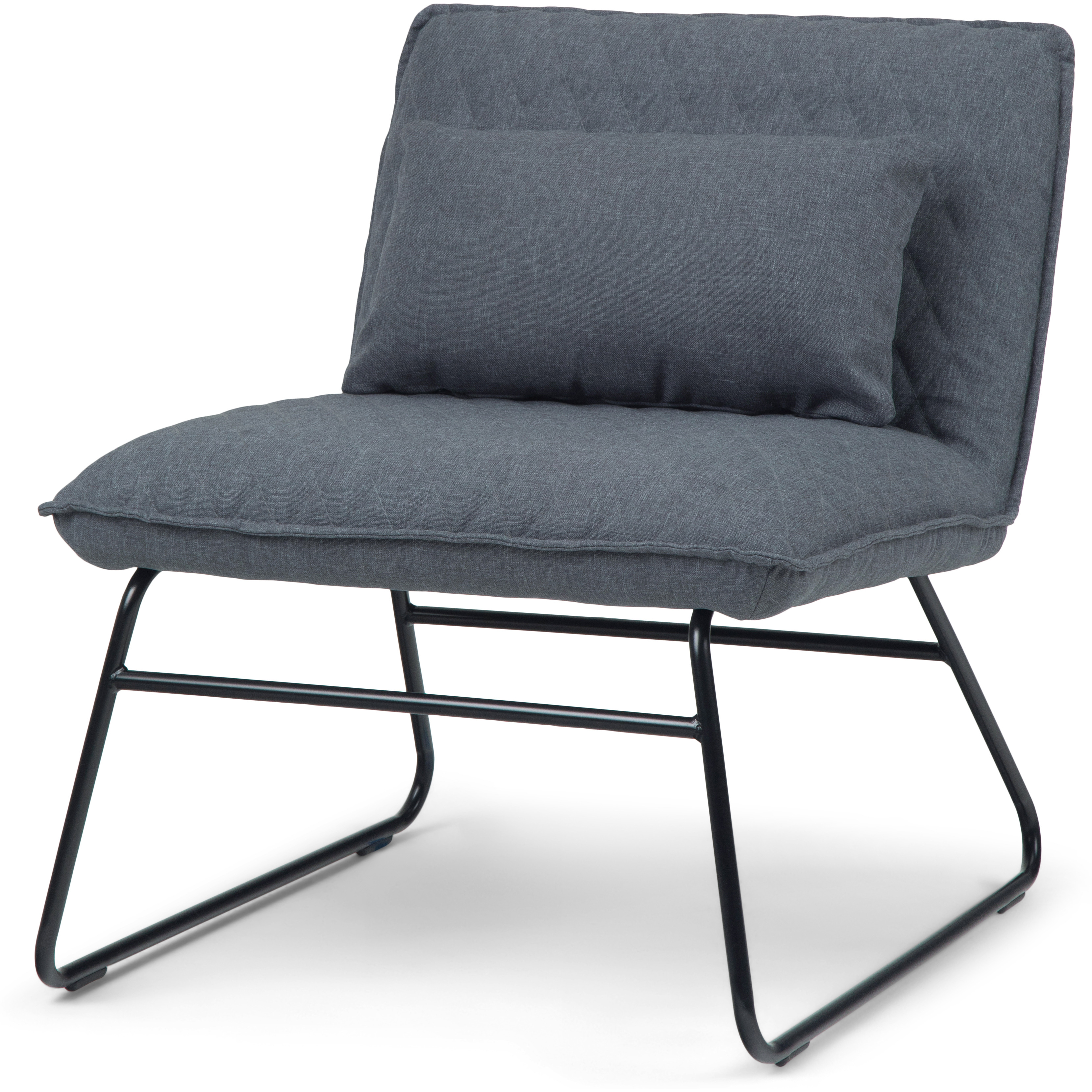 Burke 25 inch Wide Modern Accent chair with Lumbar Pillow in Grey Linen Look Fabric