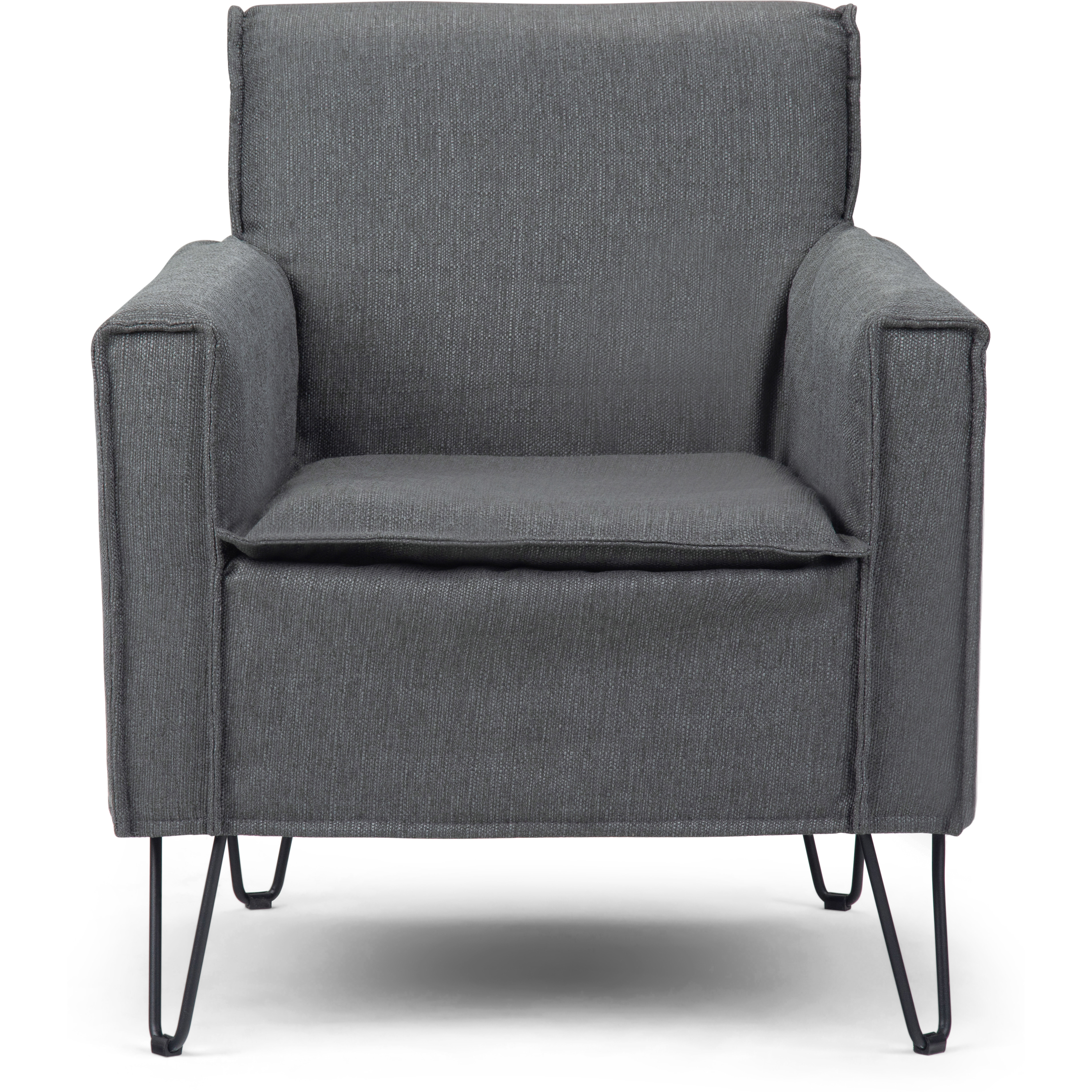 Warren 28 inch Wide Mid Century Modern Accent Chair in Slate Grey Woven Fabric